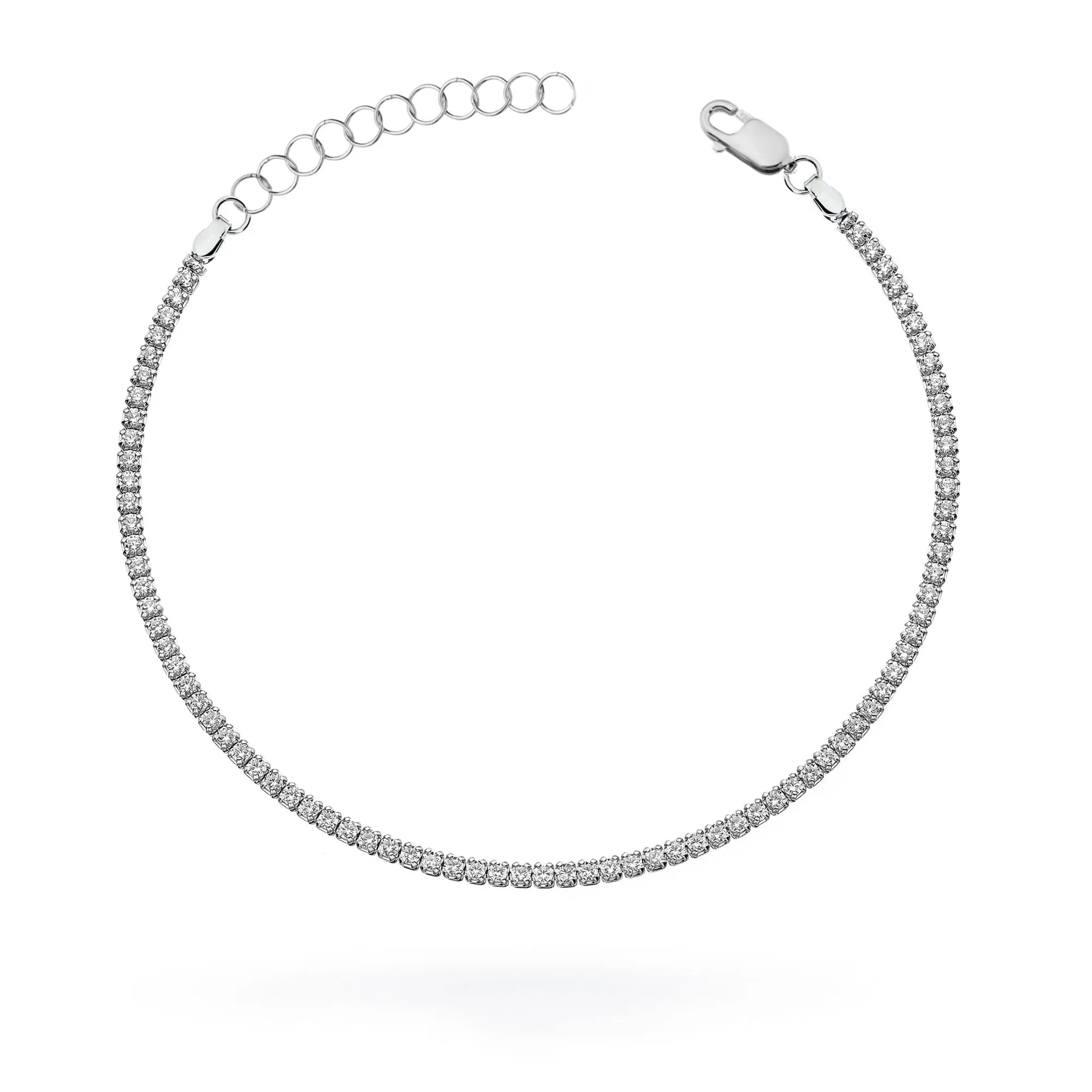 Bracciale Tennis in Oro Bianco 14 KT e Zirconi Bianchi