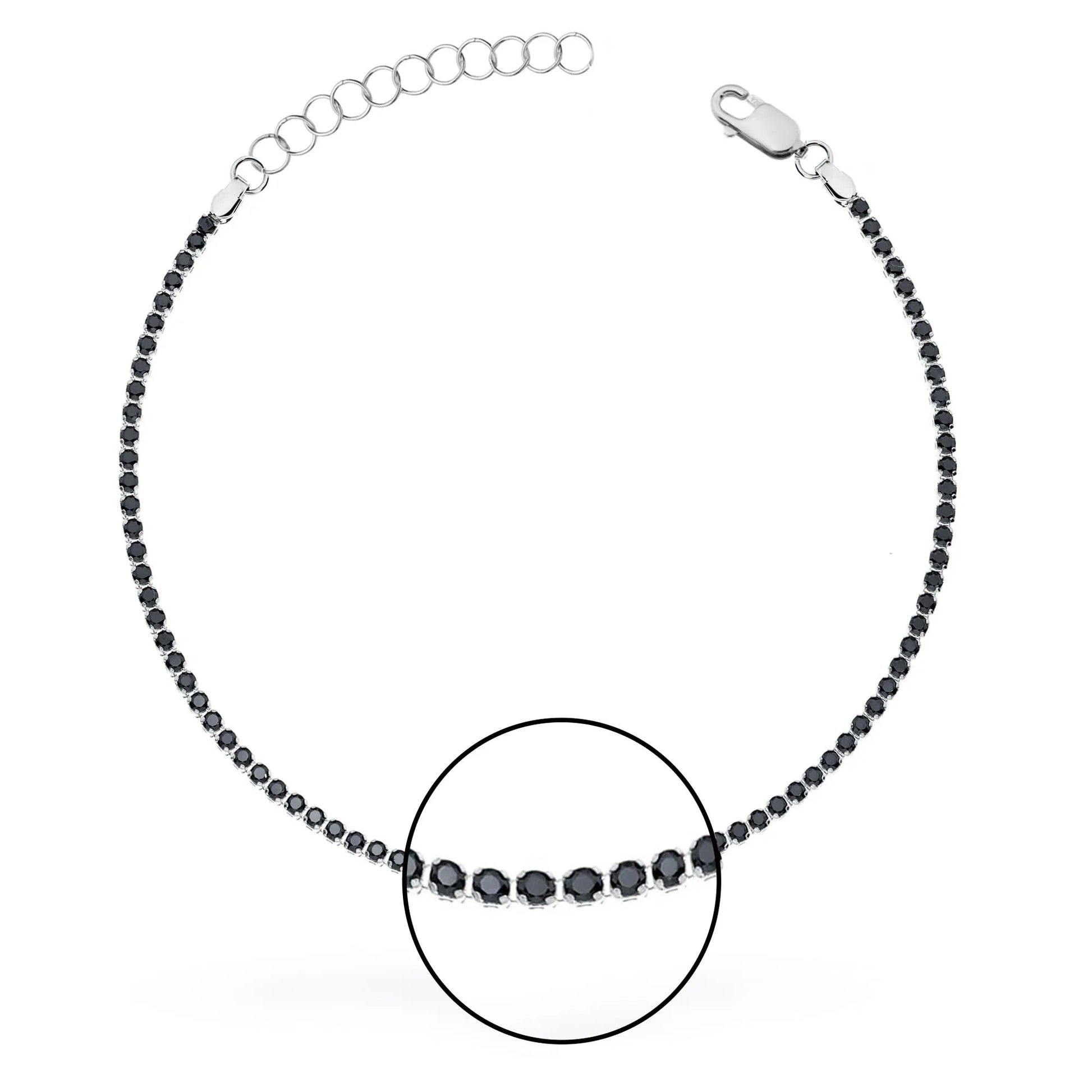 Tennisarmband aus 14-Karat Weißgold mit schwarzen Zirkonen