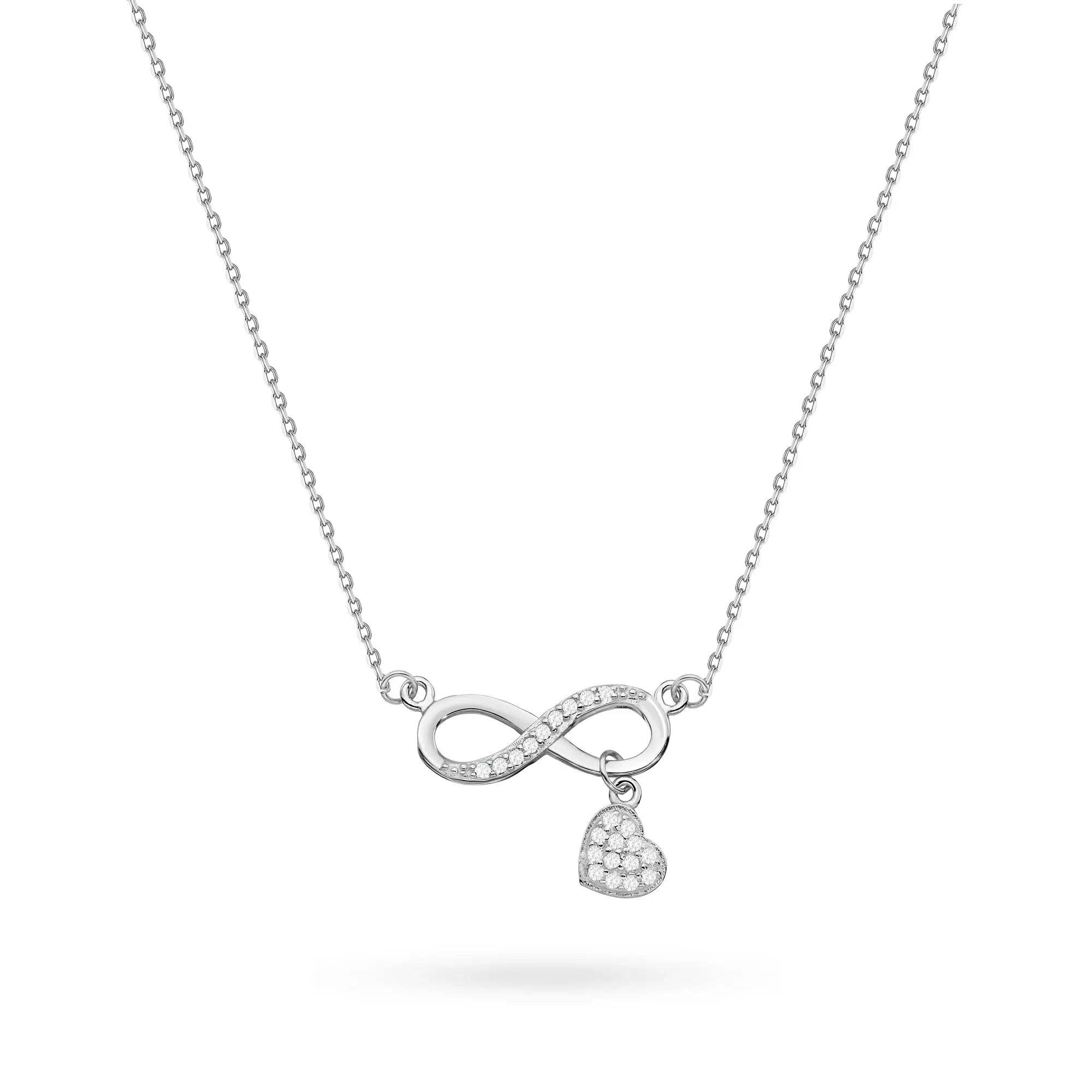 Collana in Argento Infinito Cuore Brillante