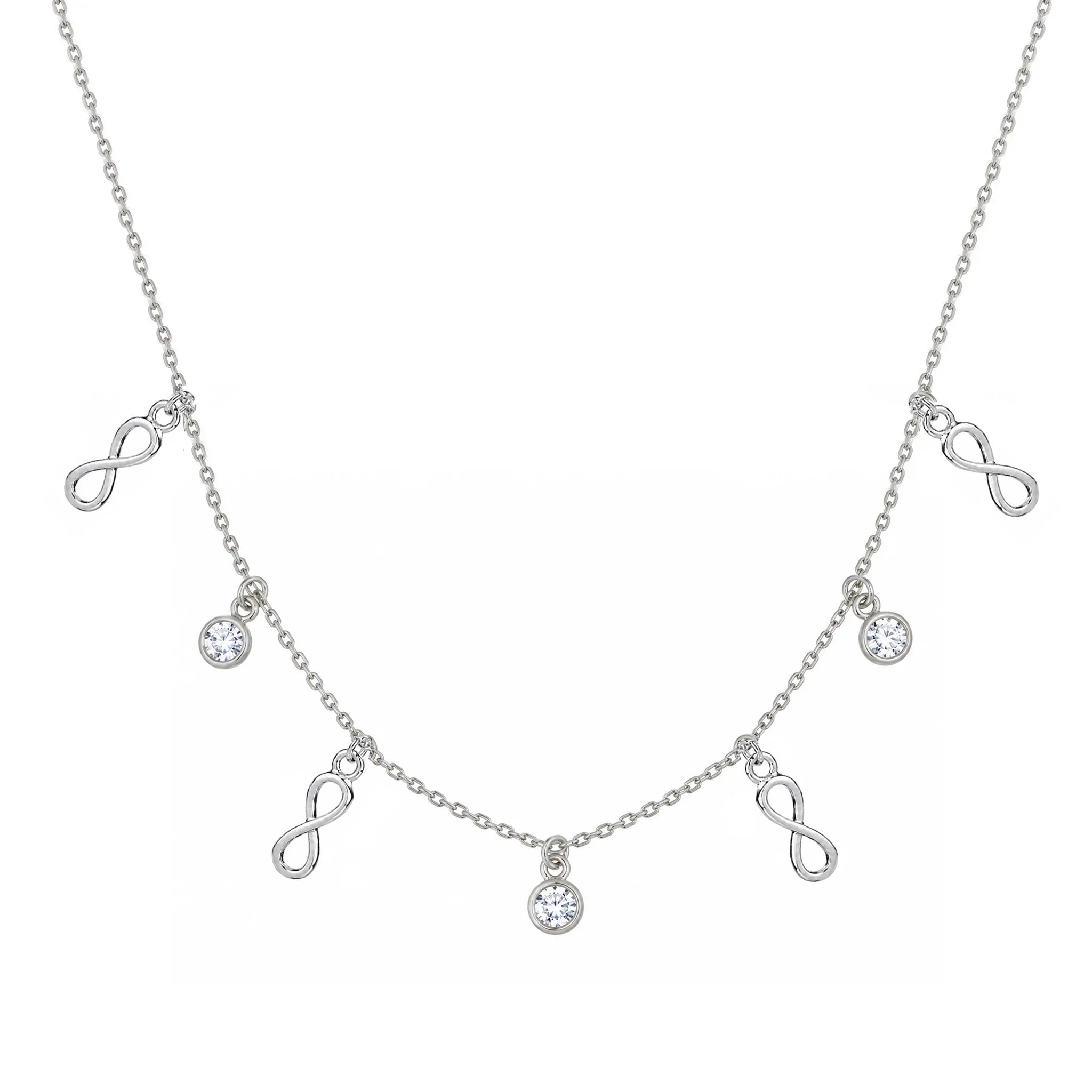 Collier en Argent Rhodié Infini et Points de Lumière