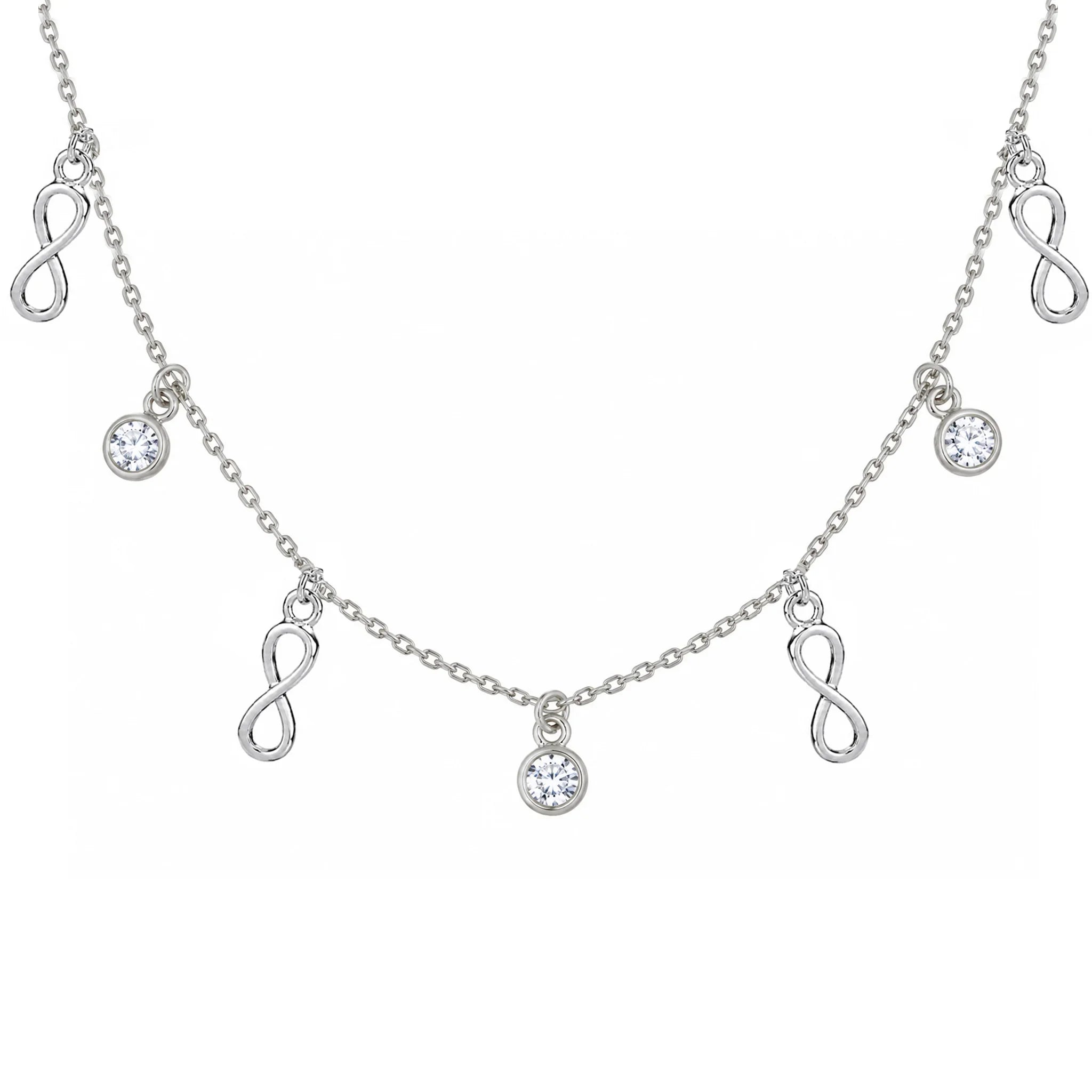 Collier en Argent Rhodié Infini et Points de Lumière