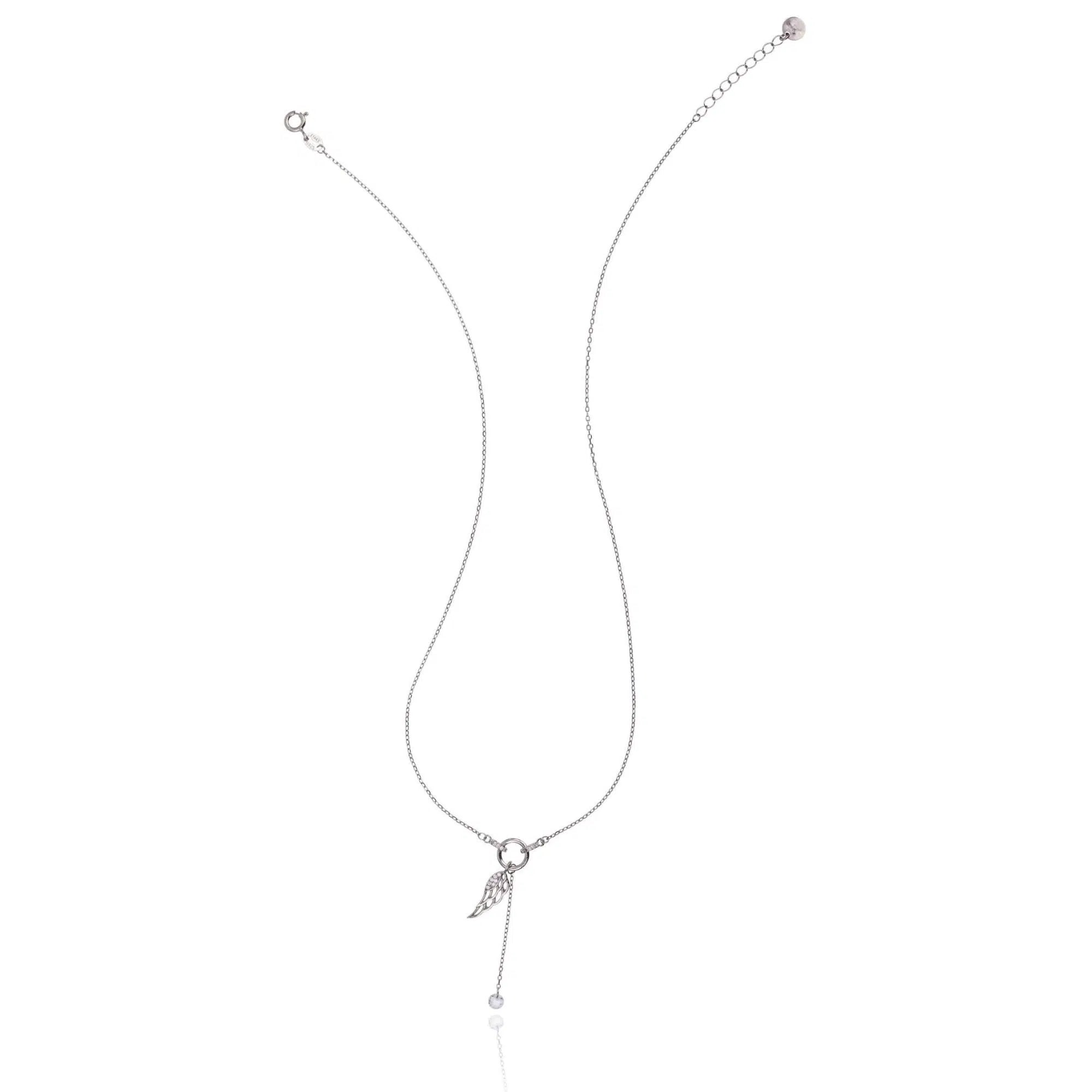 Collar de Plata con Colgante de Ala de Ángel Brillante