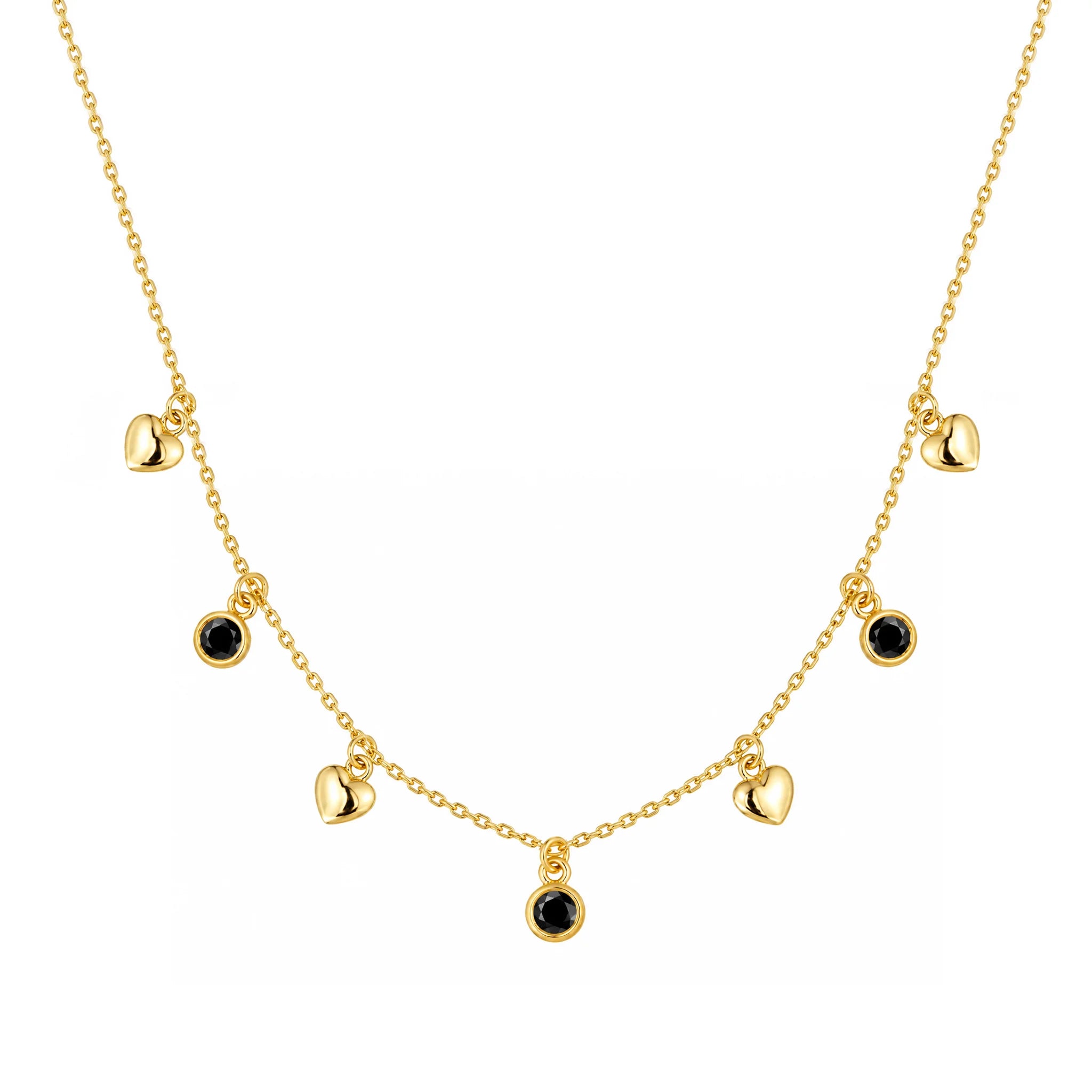 Collana in Argento Dorata Cuori e Punti Luce