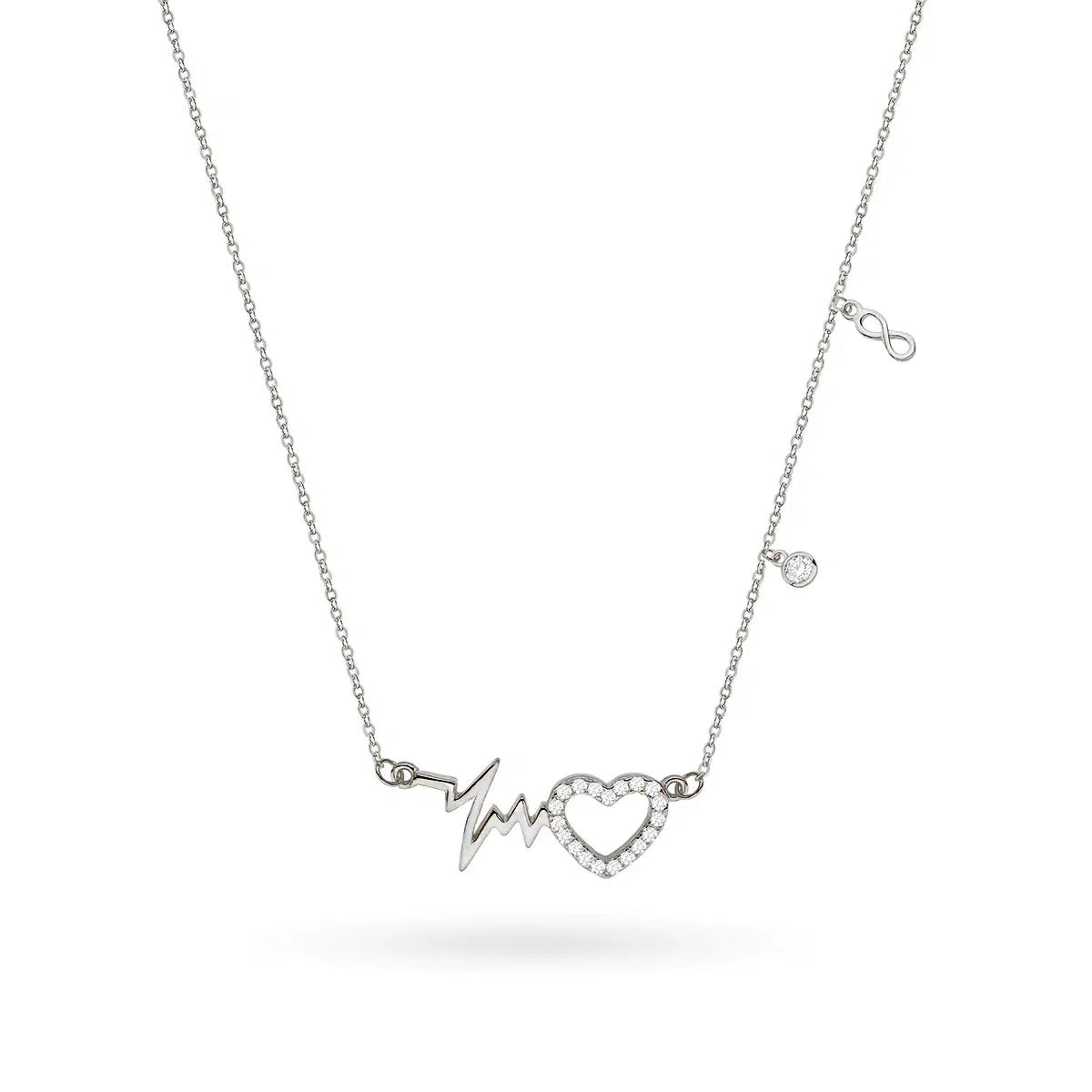 Silver Necklace Heart Beats
