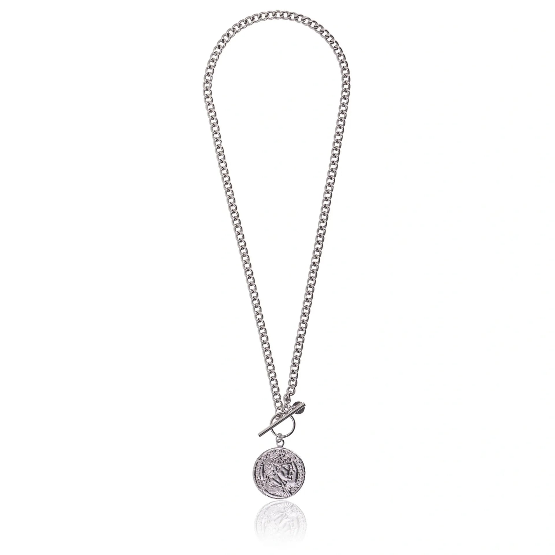 Collana in Argento Moneta Chiusura T-Bar