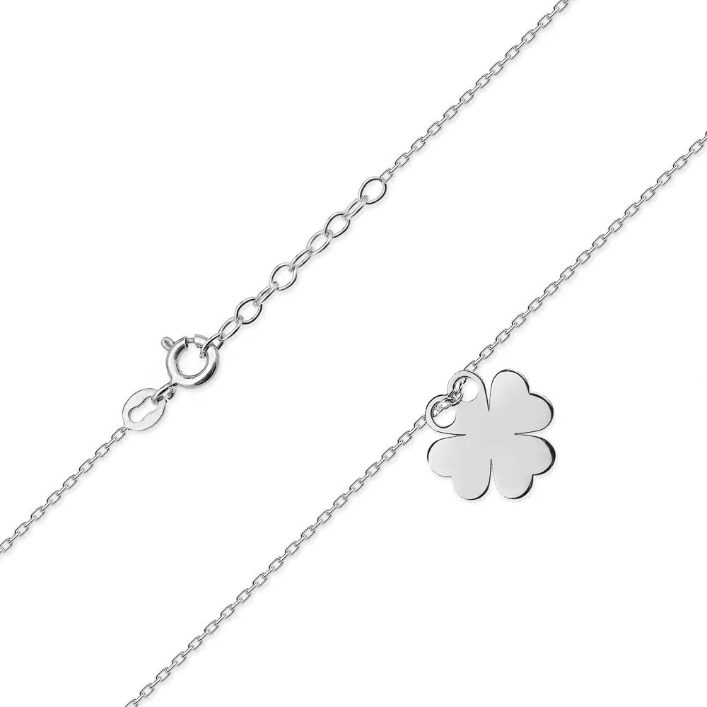 Silver Necklace with Four-Leaf Clover Slider