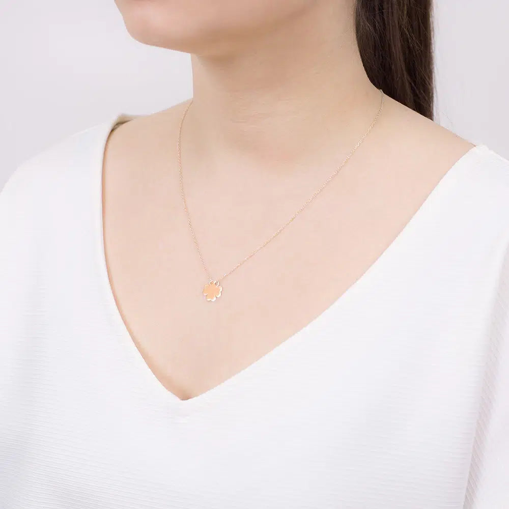 Silver Necklace with Four-Leaf Clover Slider