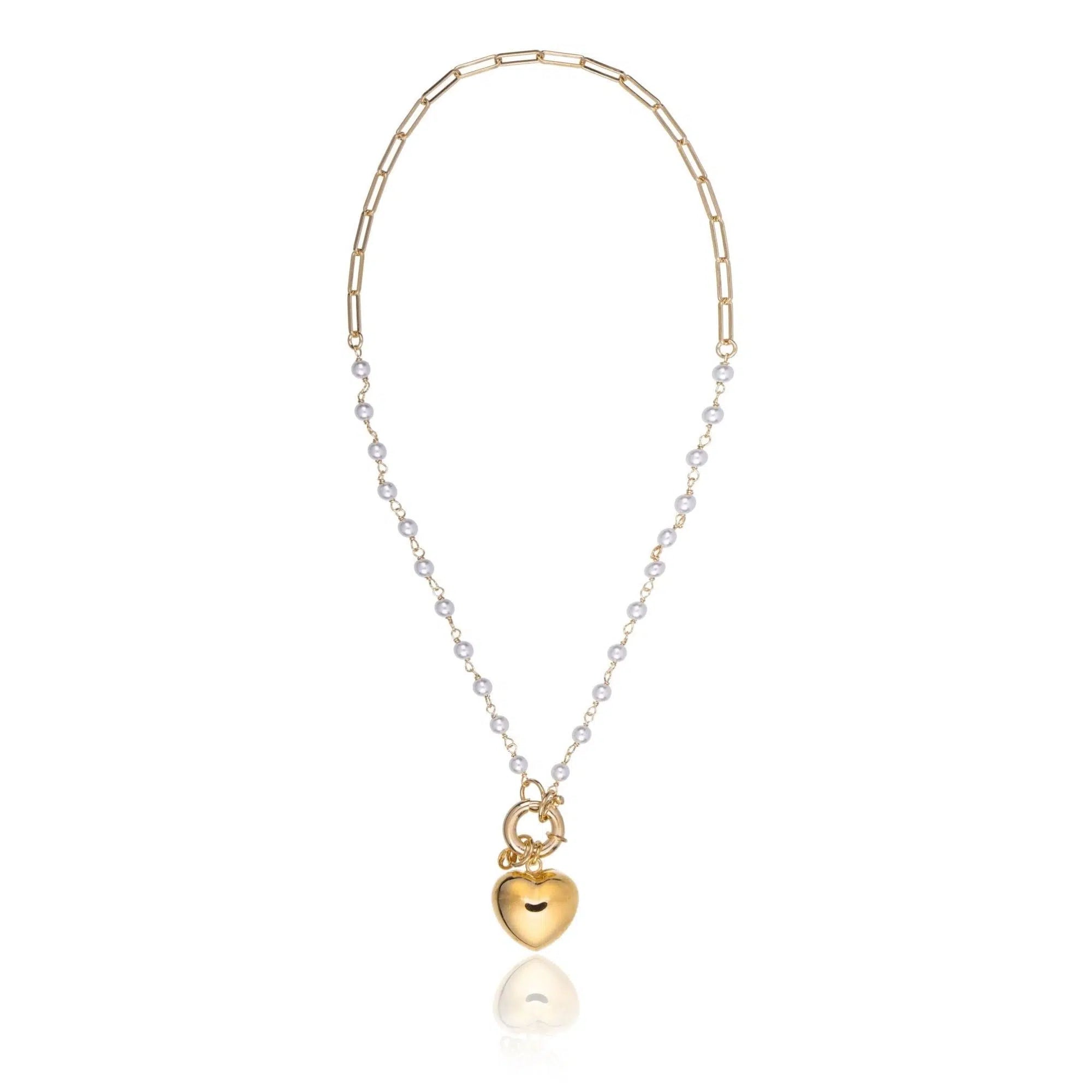 Choker con Perline e Cuore Bombato