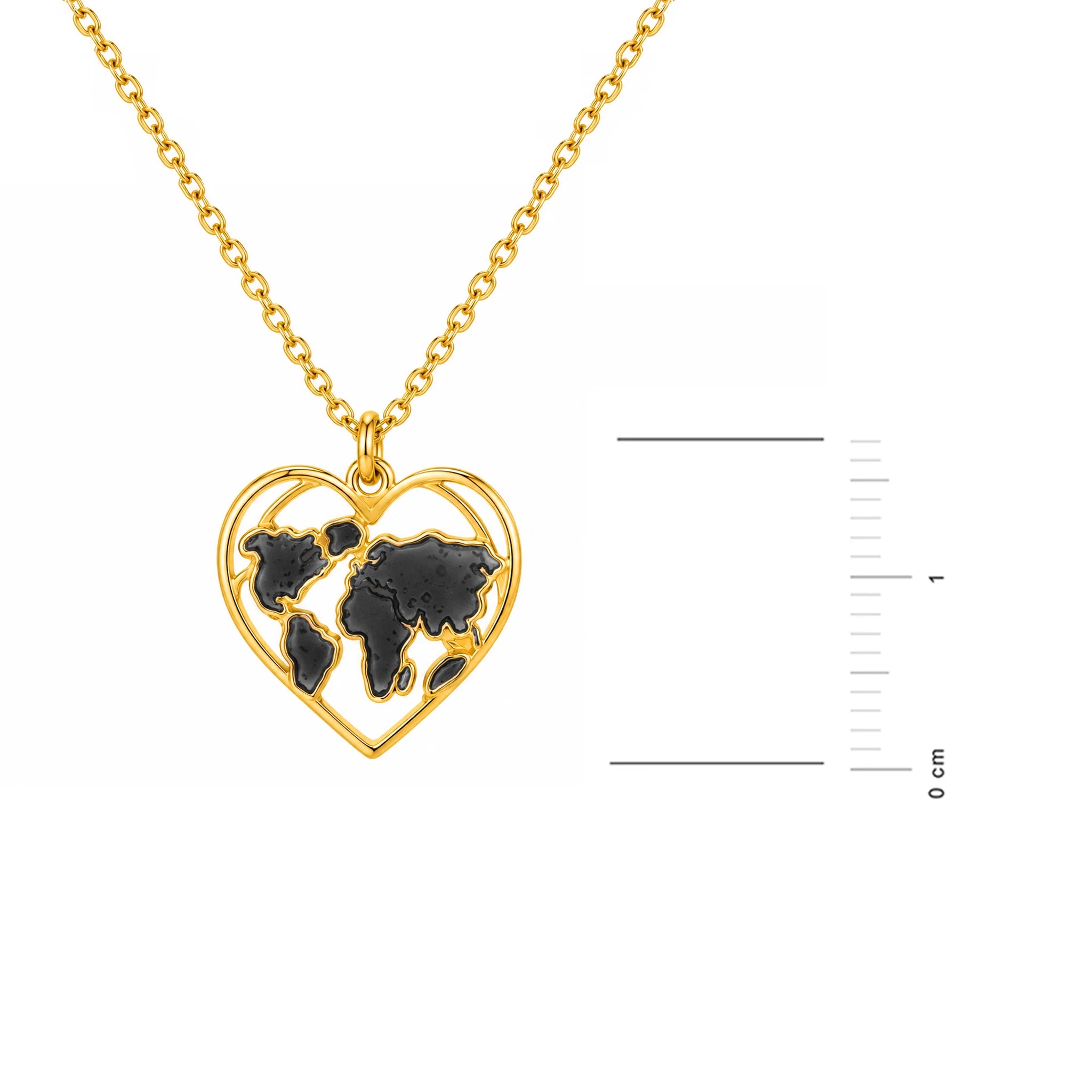 Collier avec continents dans un cœur