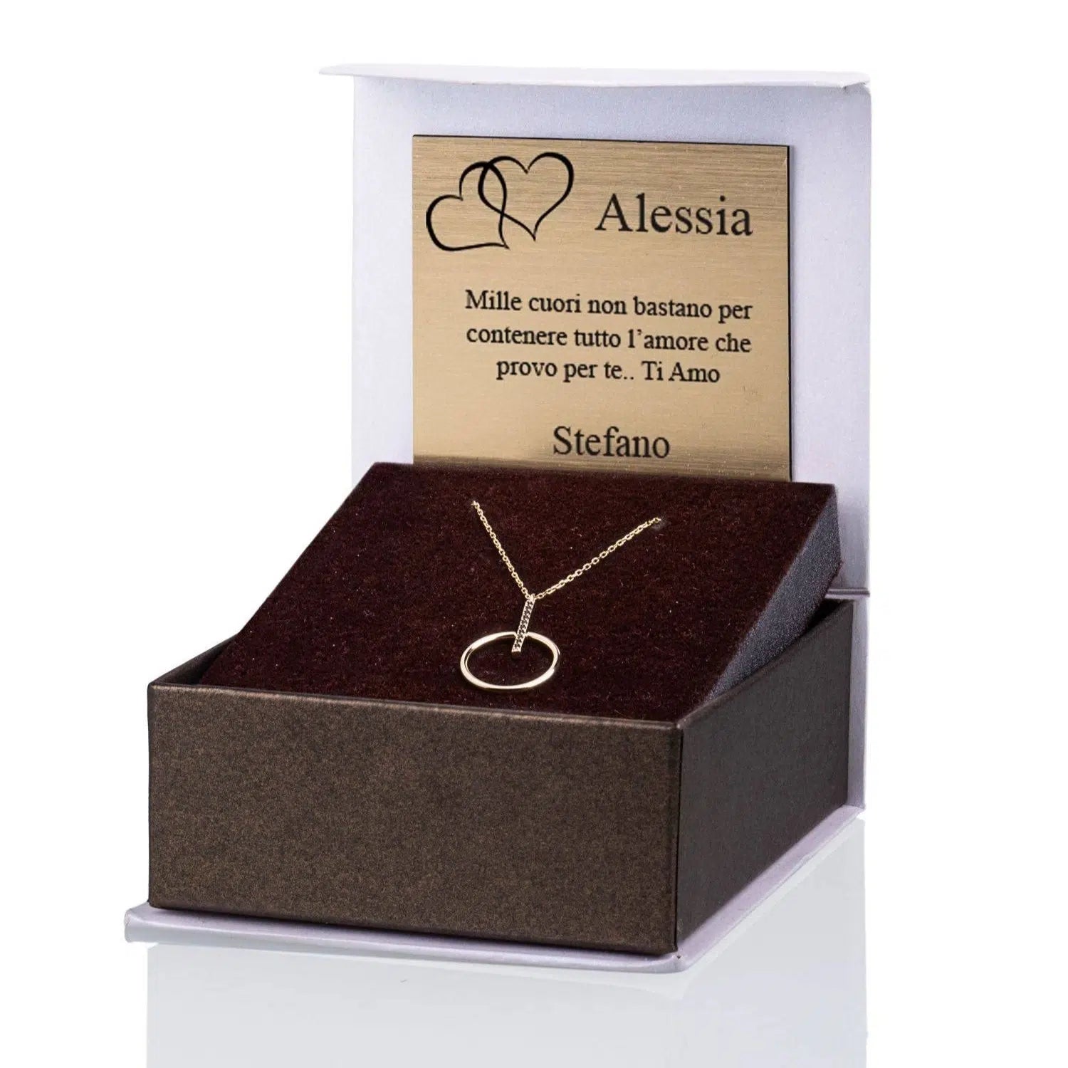 Collana Omega Small Dorata con Zirconi Neri