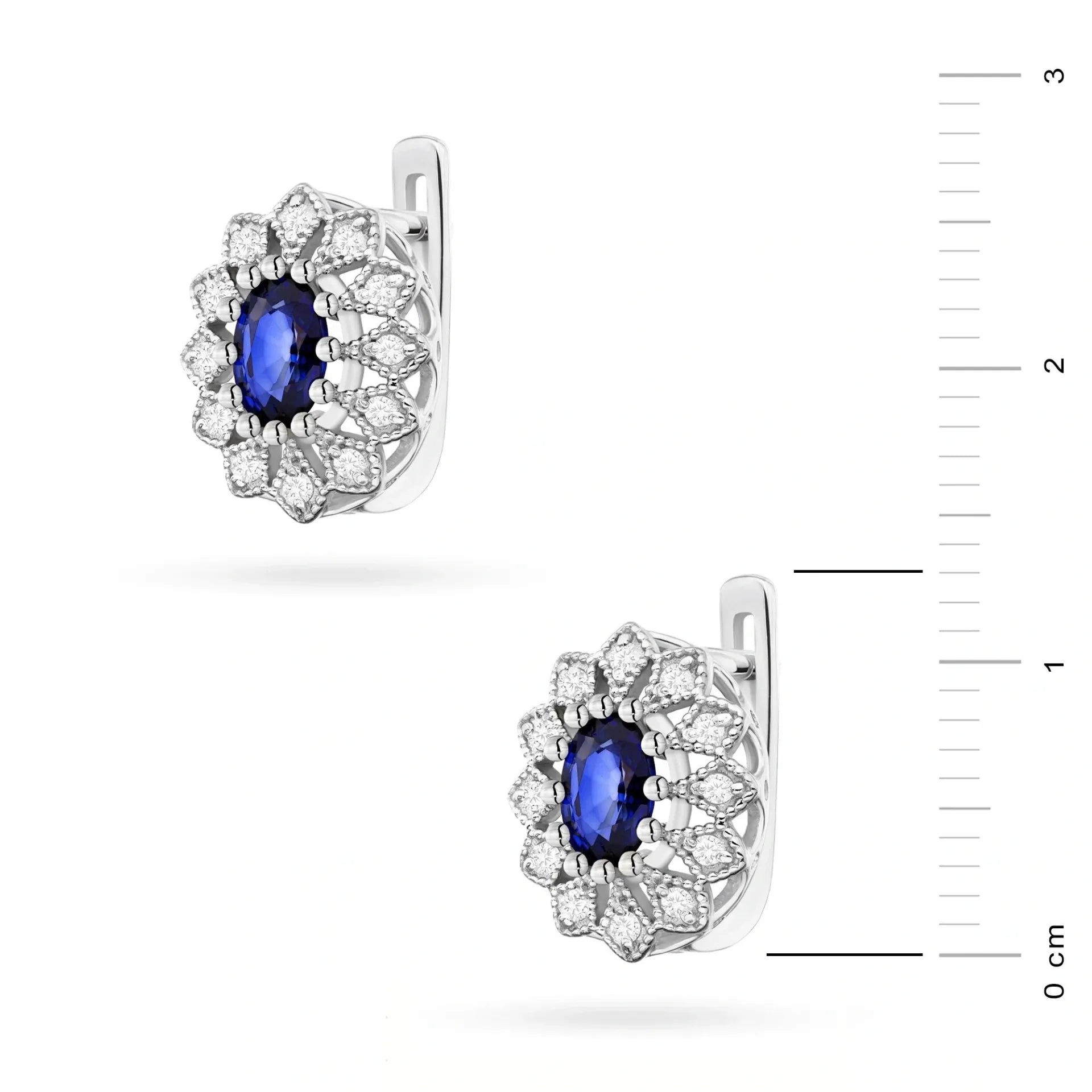 Sapphire Sun Gold Earrings with Sapphire and 24 Diamonds