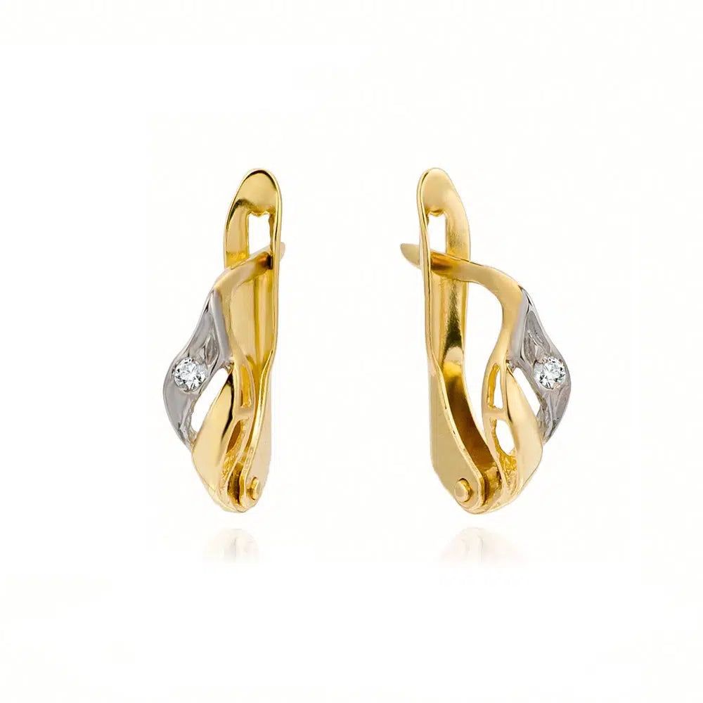 Orecchini in Oro Chicco Bicolore con Zircone