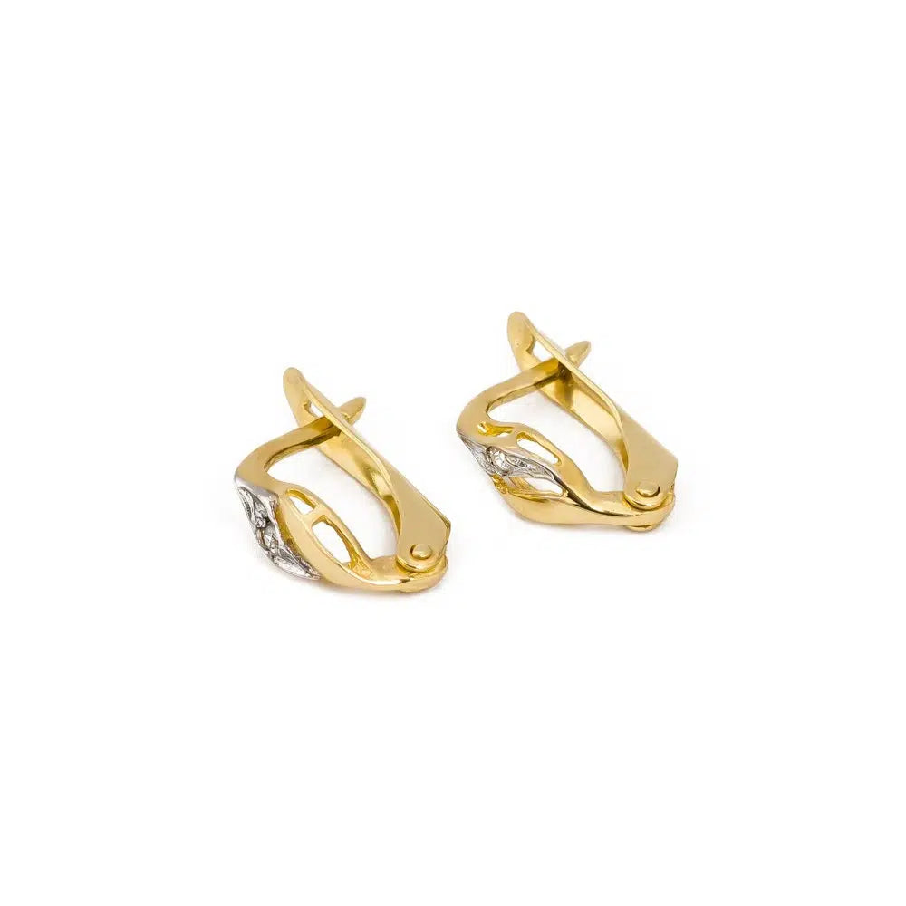 Orecchini in Oro Chicco Bicolore con Zircone