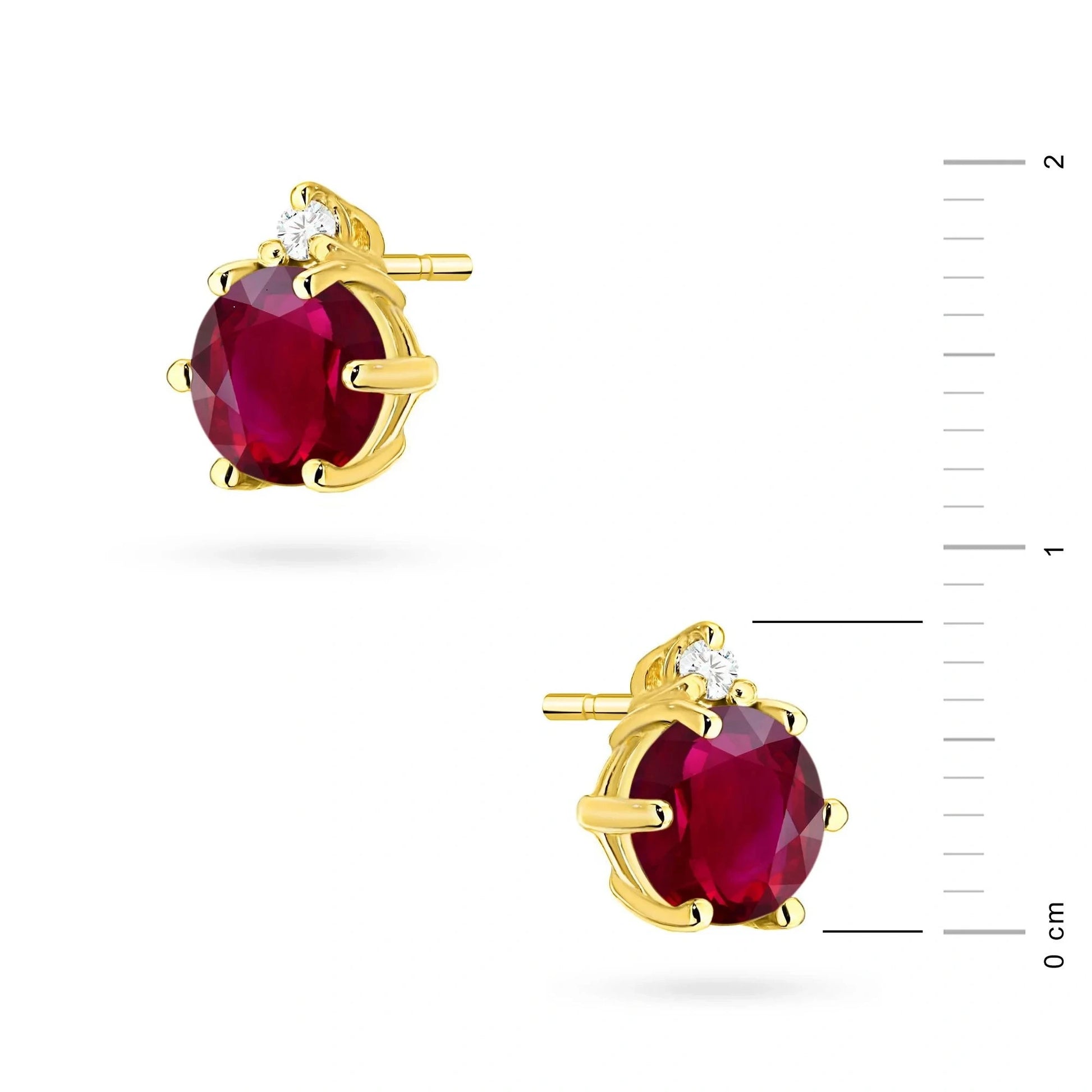 Fire Earrings in Gold with 0.60ct Ruby and Diamonds