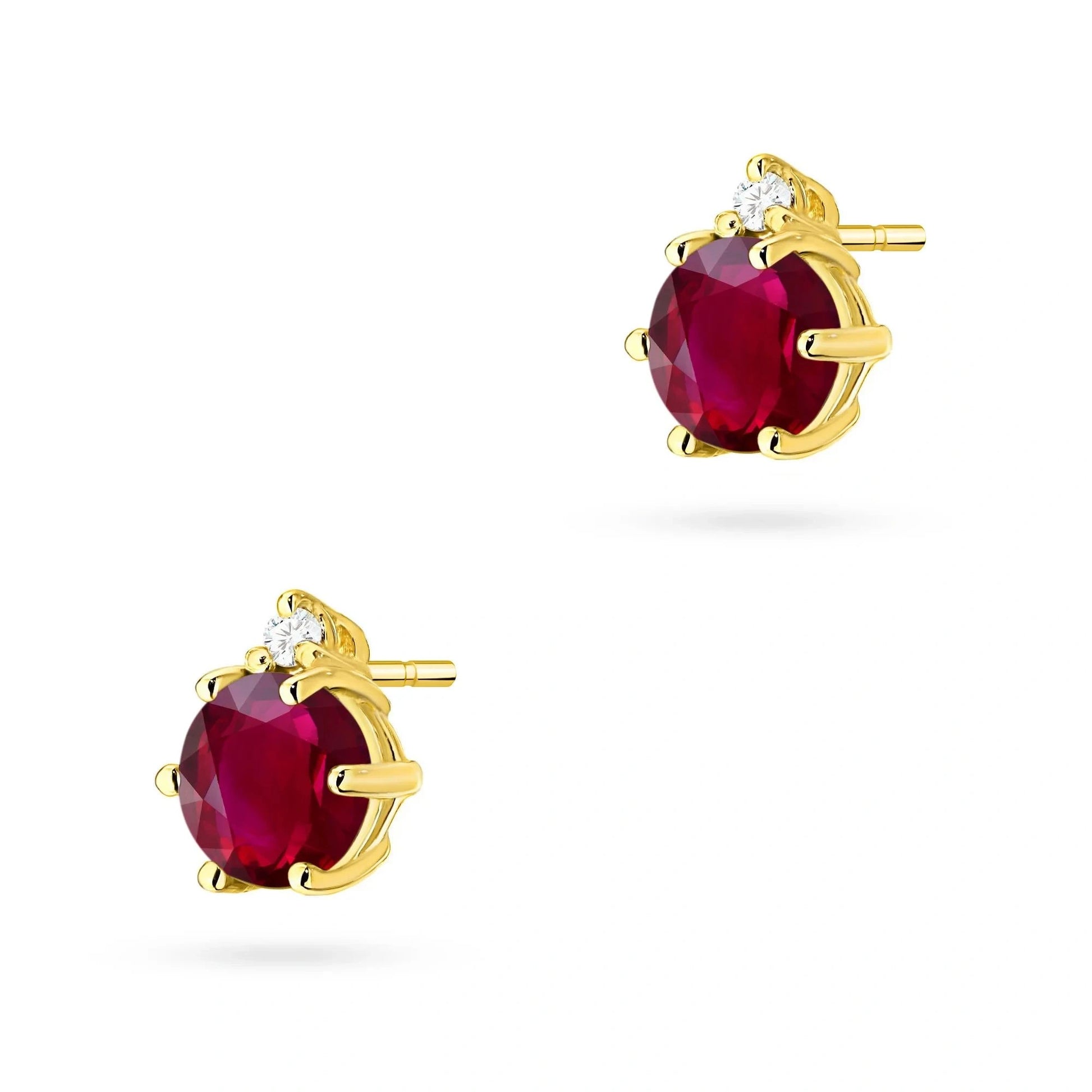 Fire Earrings in Gold with 0.60ct Ruby and Diamonds