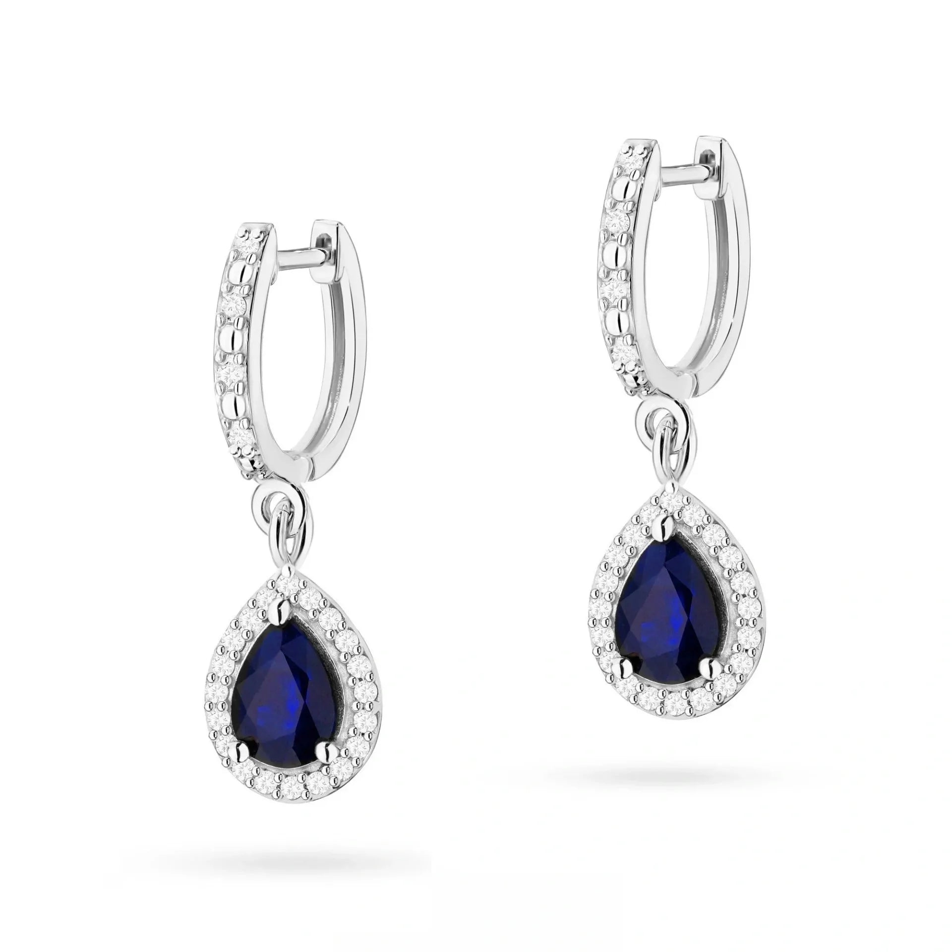 Orecchini Iris in Oro con Zaffiro 0,60ct e 40 Diamanti