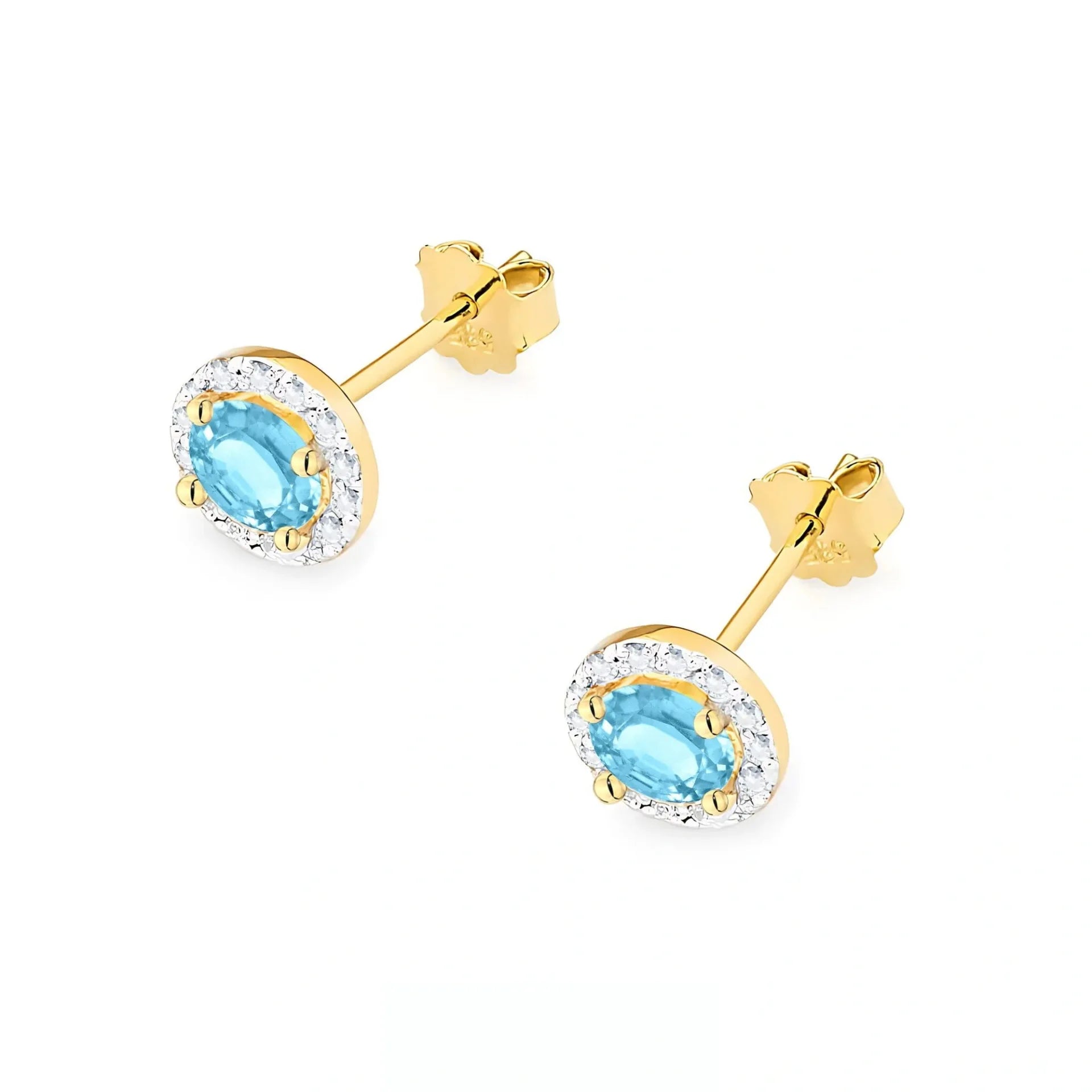 Orecchini Halo in Oro con Topazio 0,50ct e 28 Diamanti