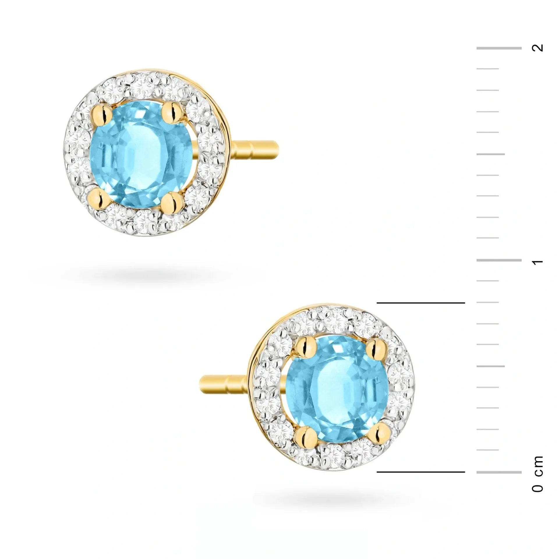Boucles d'oreilles Halo en or avec topaze de 0,50 ct et 28 diamants
