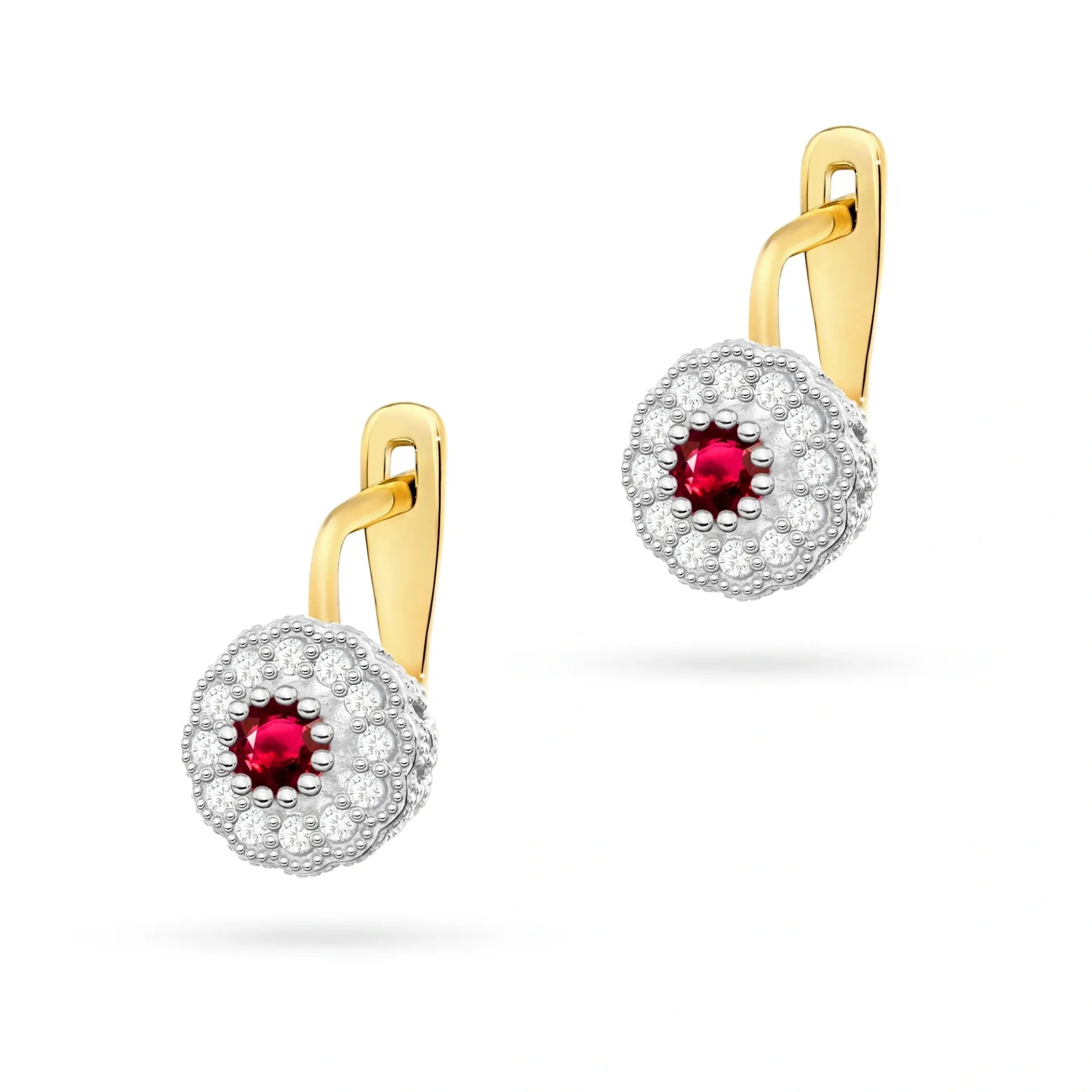 Boucles d'oreilles en or avec rubis 0,30 ct et diamants 0,20 ct