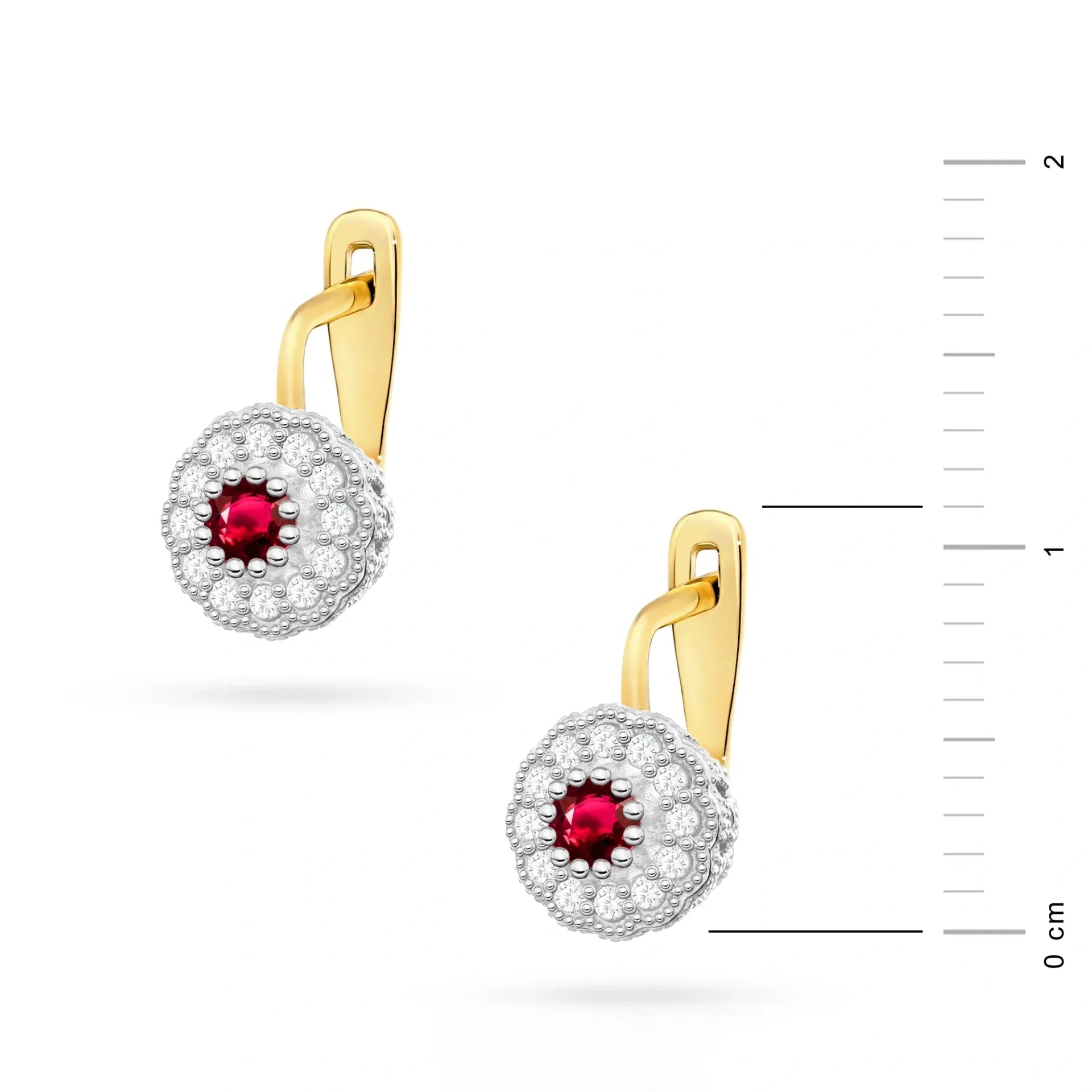 Boucles d'oreilles en or avec rubis 0,30 ct et diamants 0,20 ct