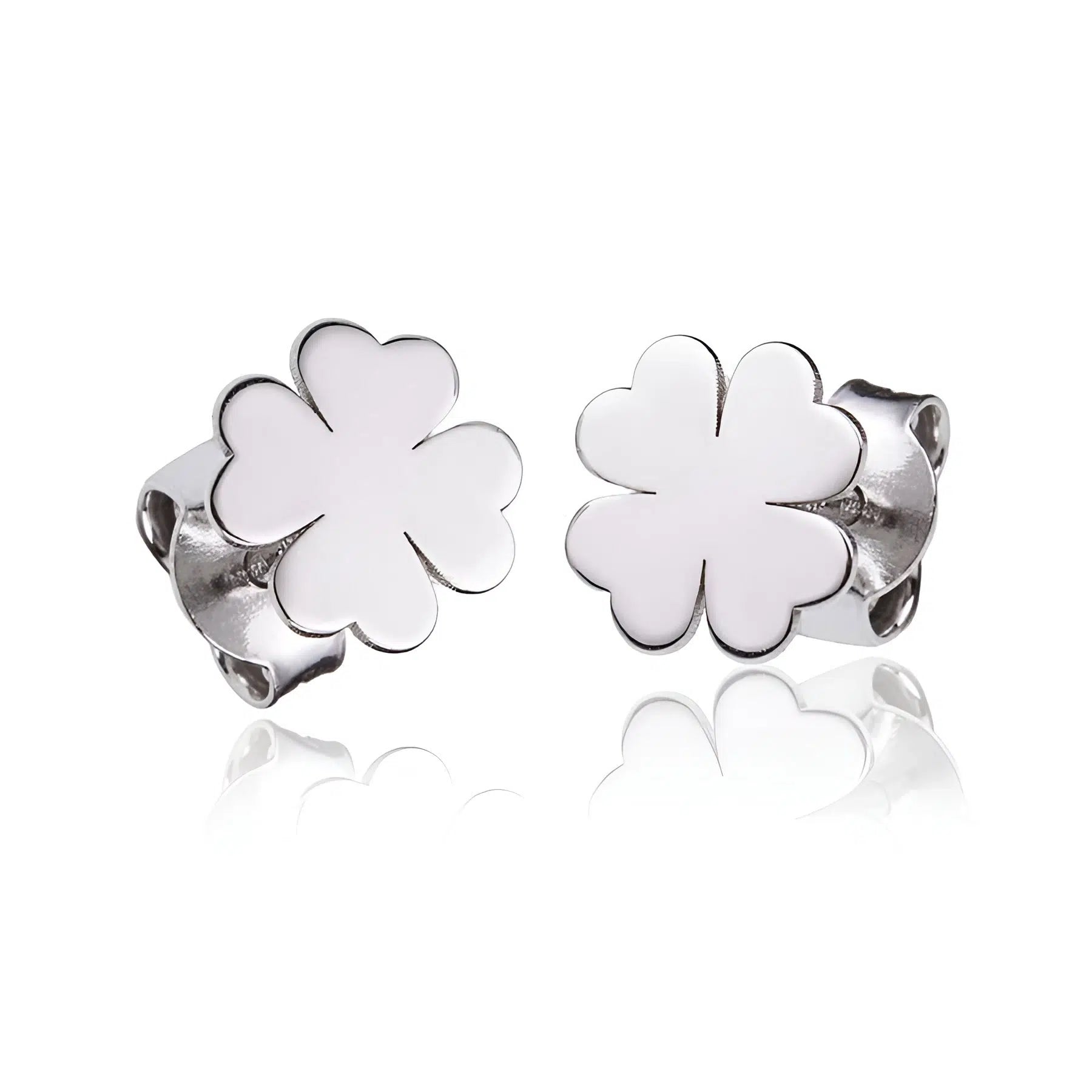 Boucles d'oreilles en argent avec trèfle rhodié