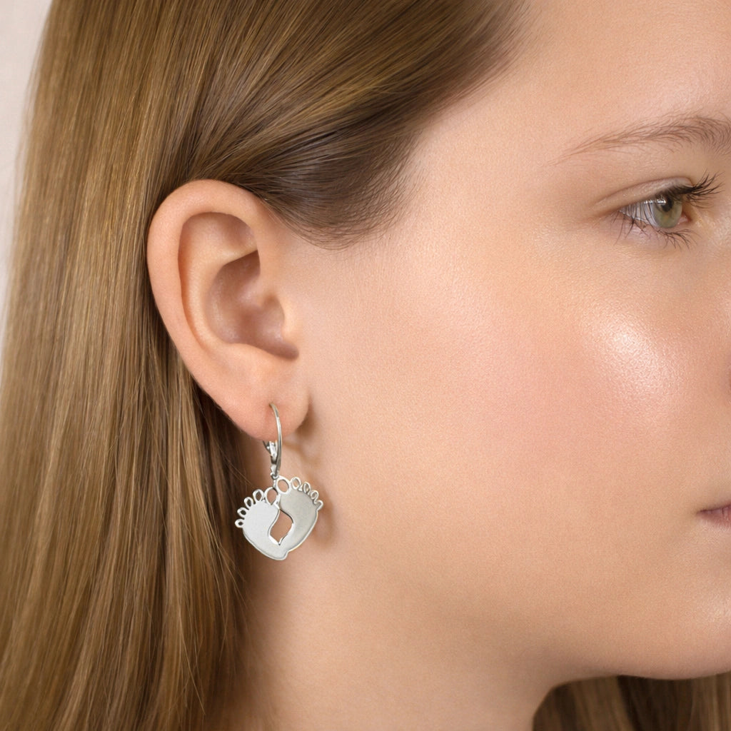 Boucles d'oreilles Petits pieds en argent rhodié