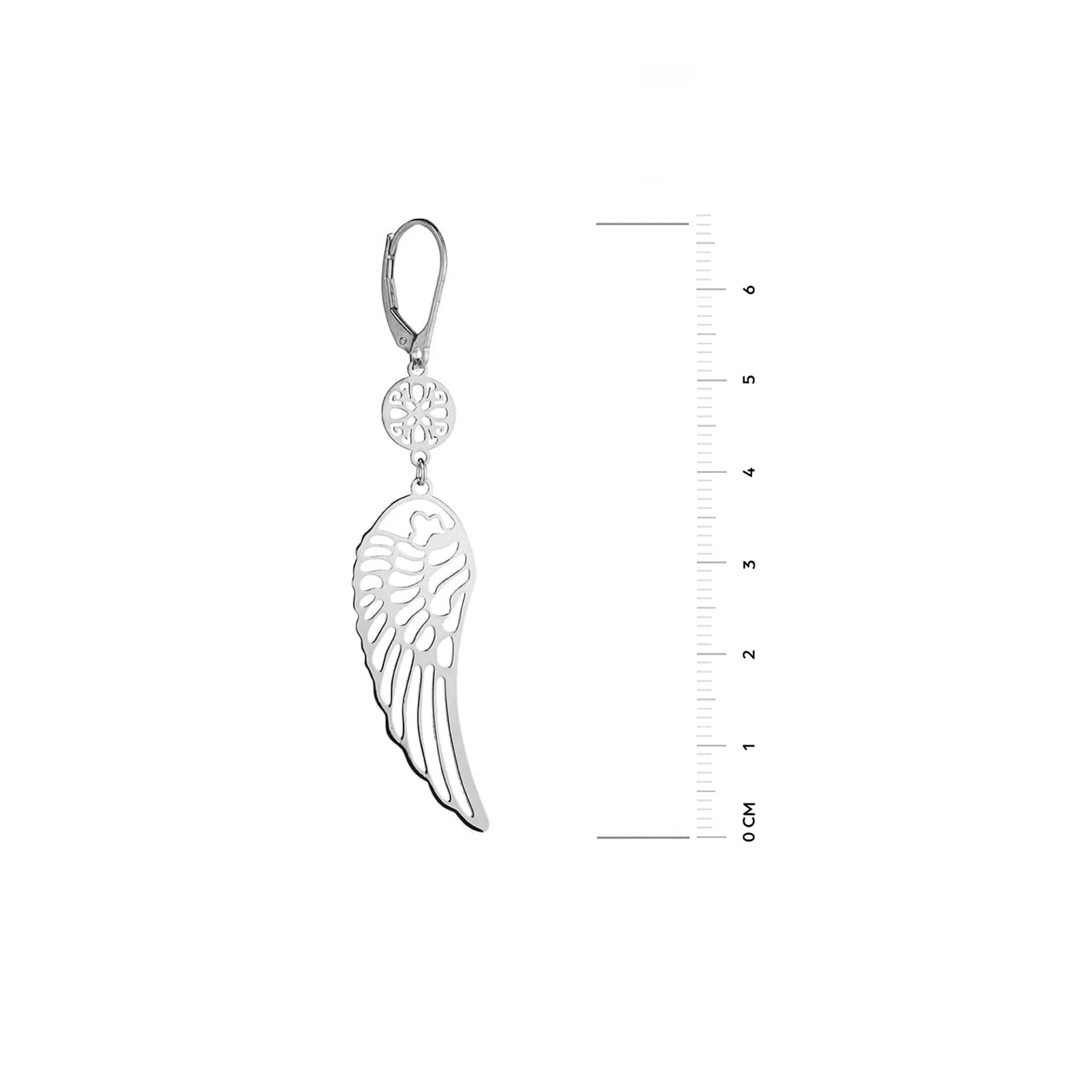 Silver Drop Earrings with Wings and Flower