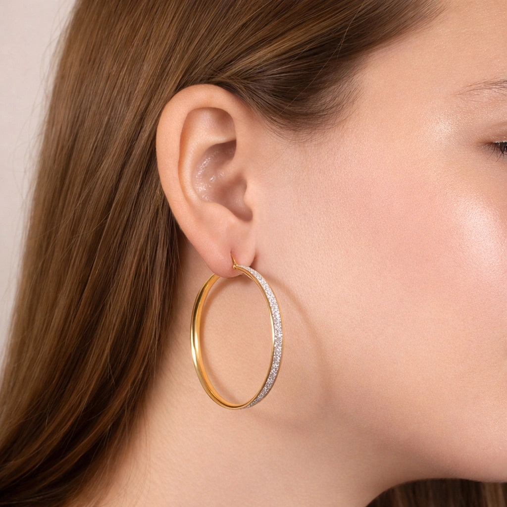 Gold Hoops with Glitter
