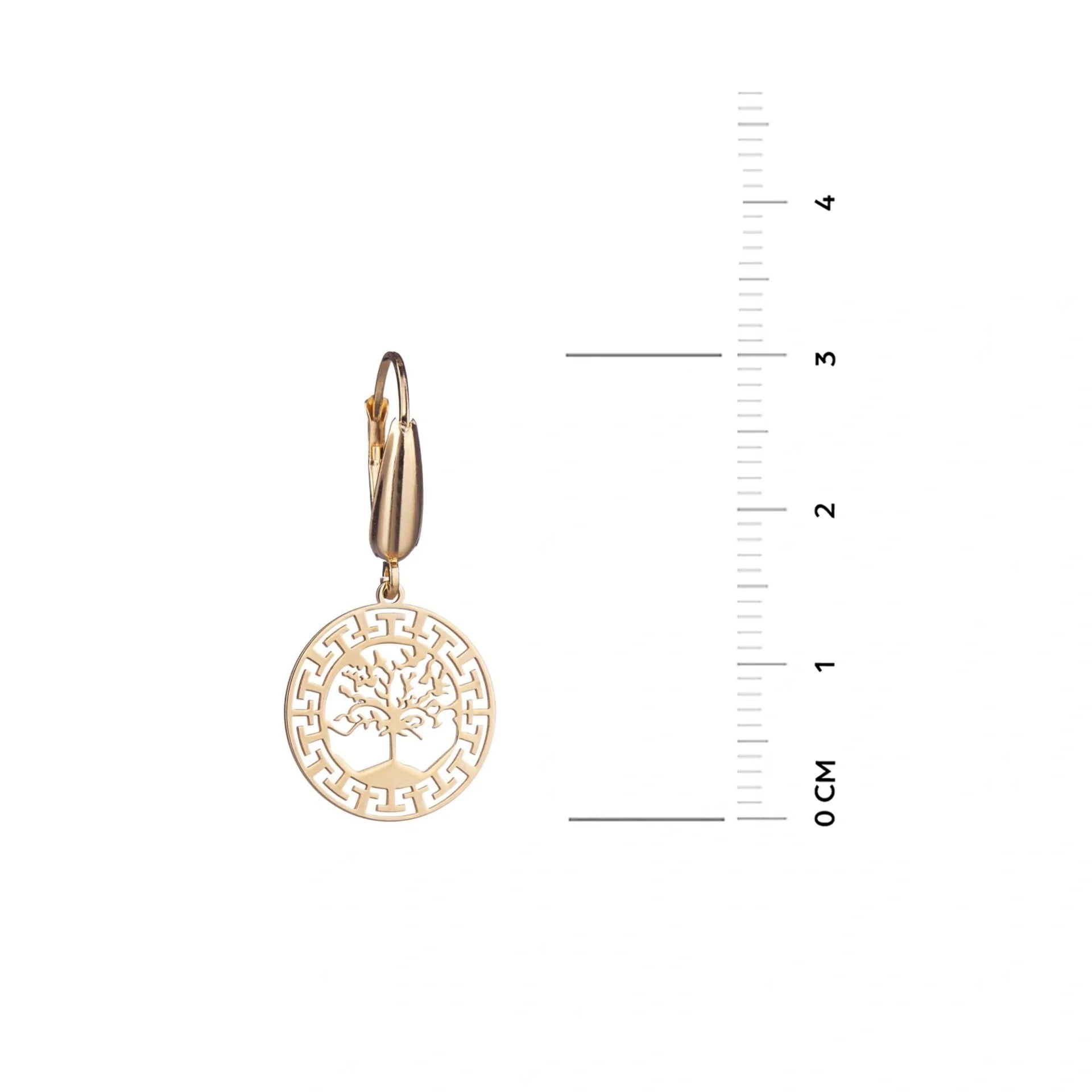 Boucles d'oreilles Dorées avec Arbre de Vie et Méandres