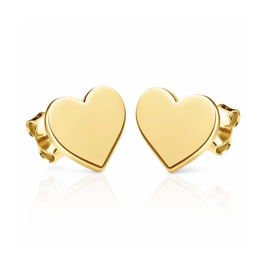 Gold-Plated Silver Earrings with Smooth Heart