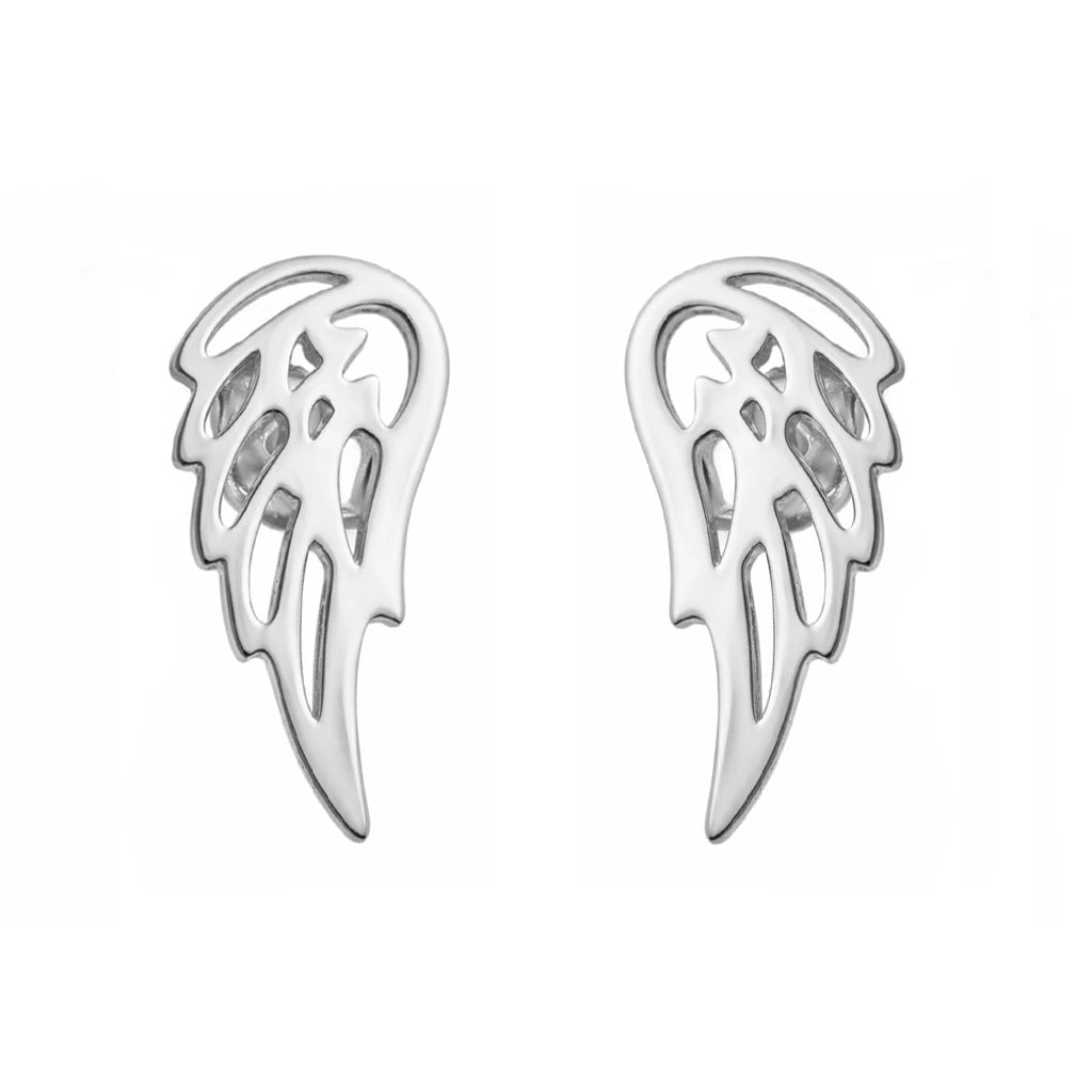 Rhodium-Plated Silver Earrings with Wings