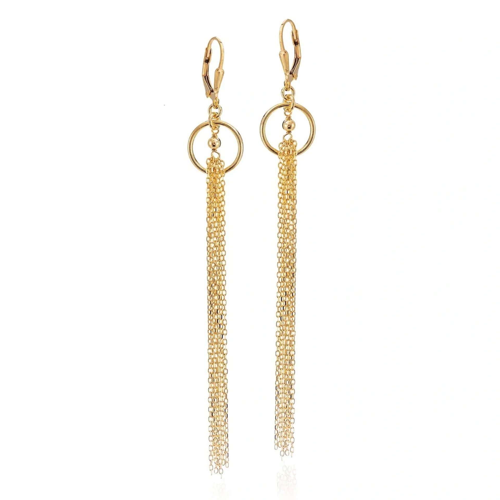 Gold-Plated Silver Dangle Earrings with Chain
