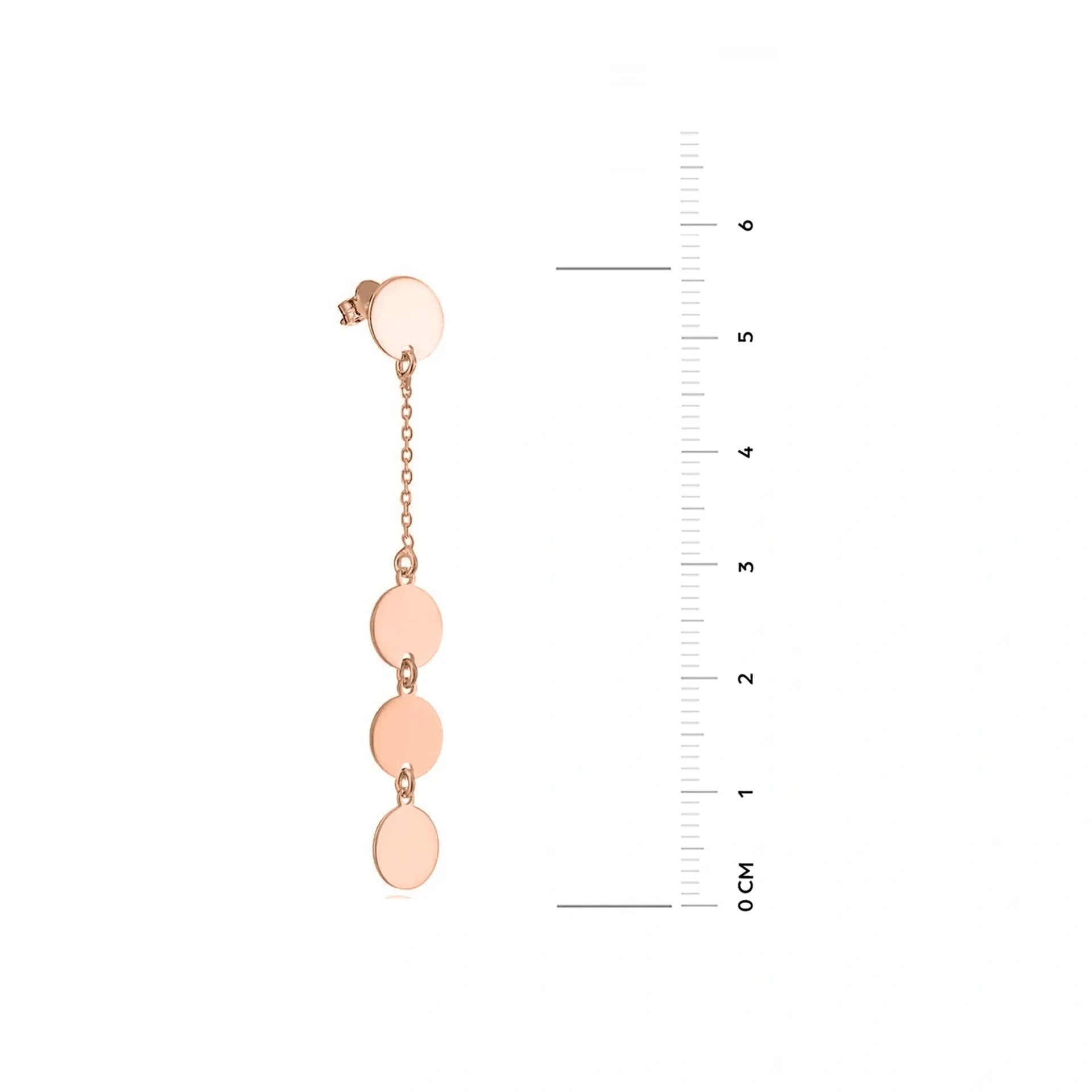 Orecchini Pendenti in Argento con Cerchi e Catena Oro Rosé