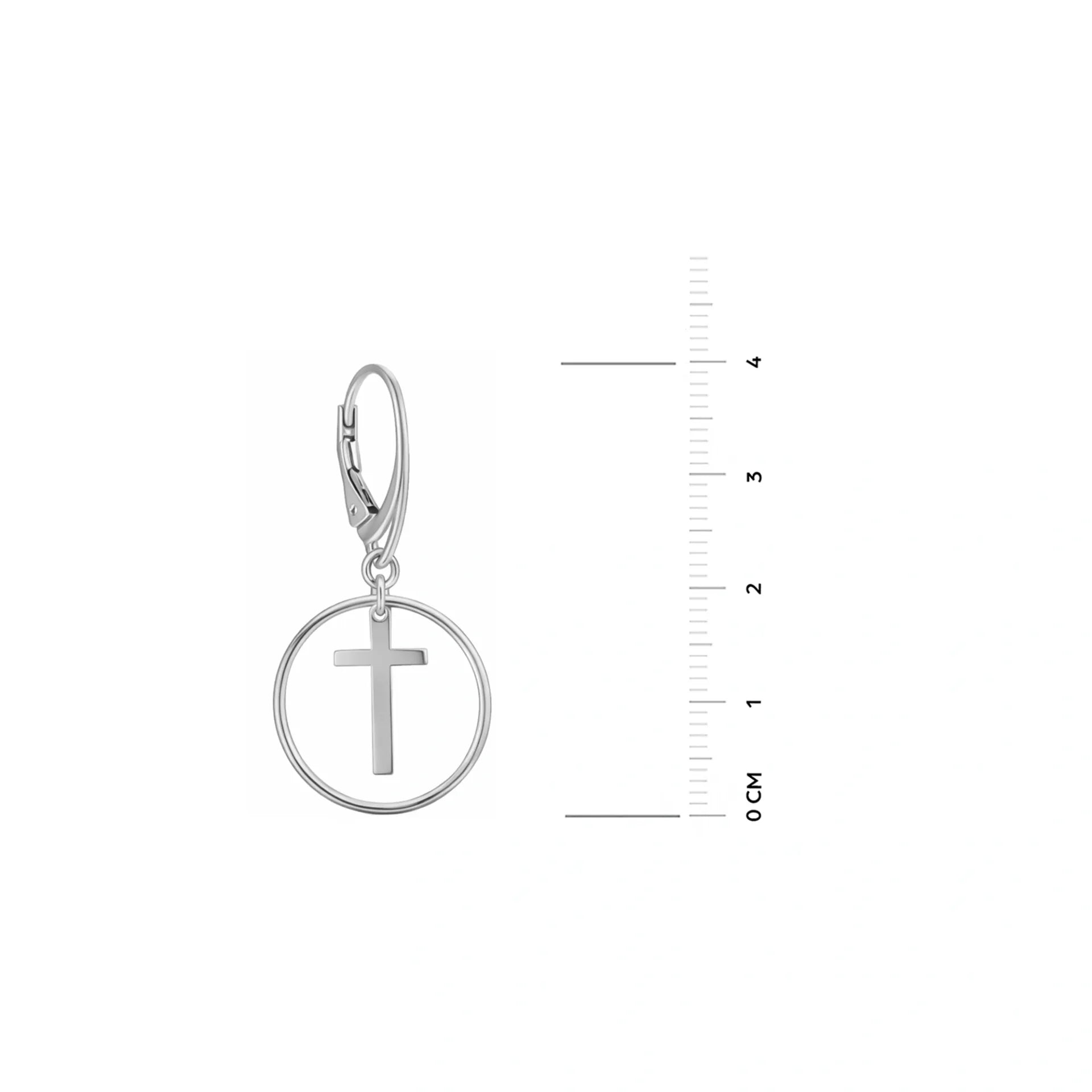 Orecchini Pendenti in Argento con Croce nel Cerchio Rodiati