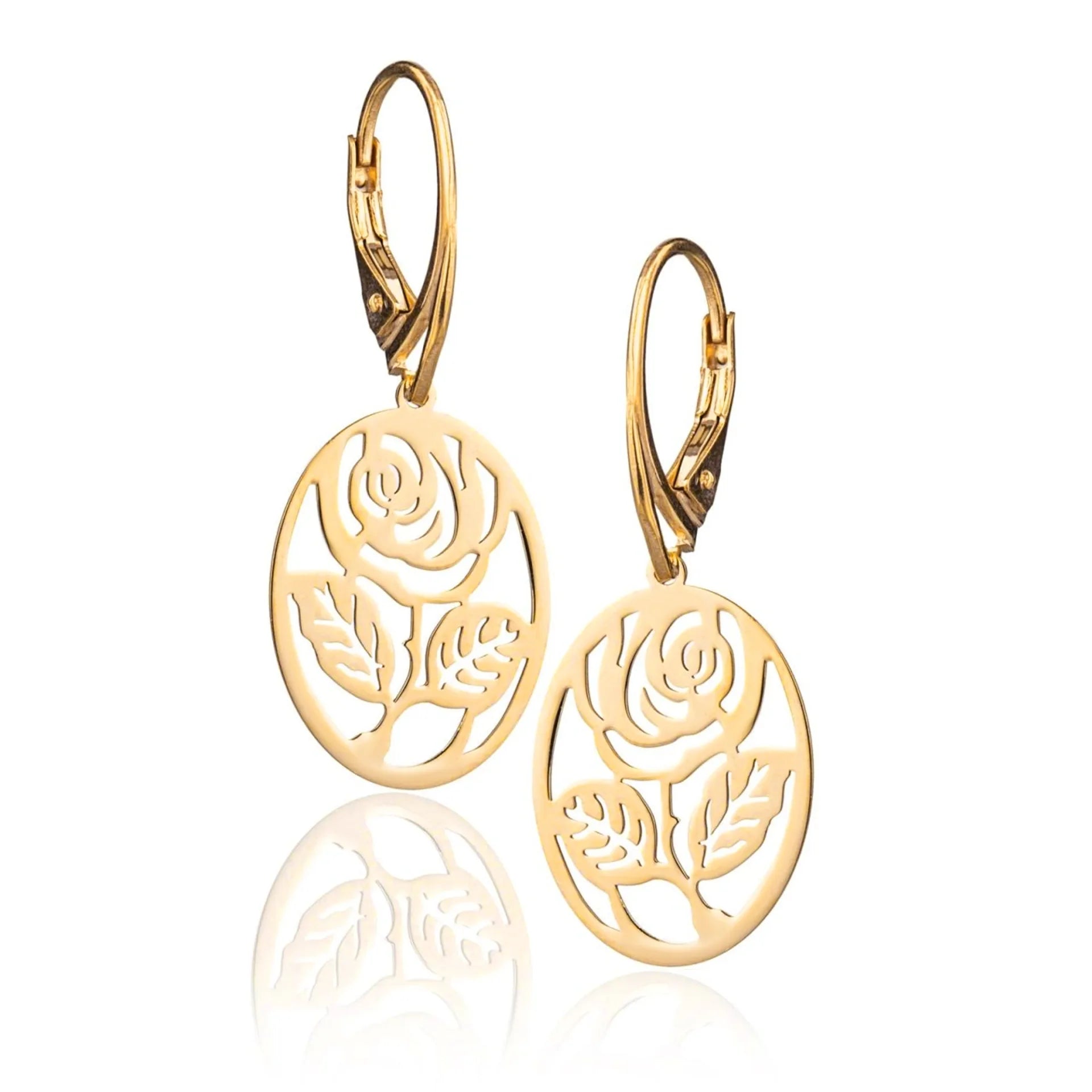 Earrings with Gold Rose