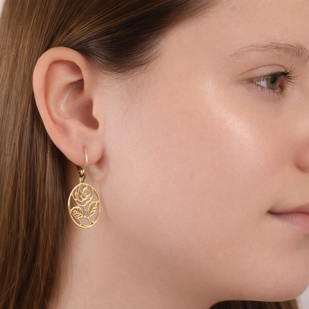 Earrings with Gold Rose