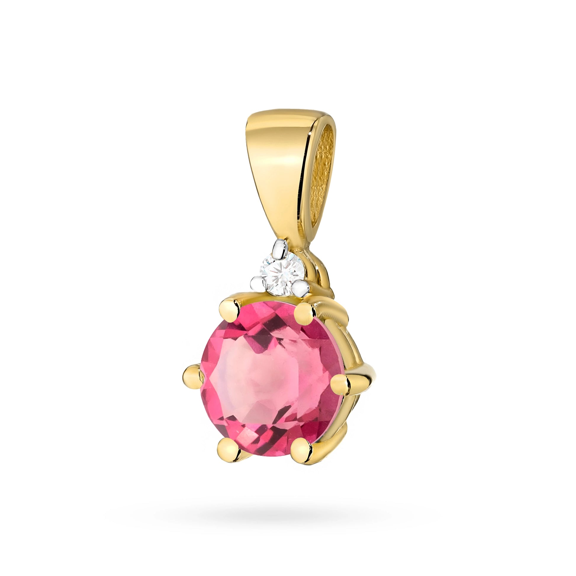 Aurora-Anhänger aus Gold mit rosafarbenem Topas und Diamant