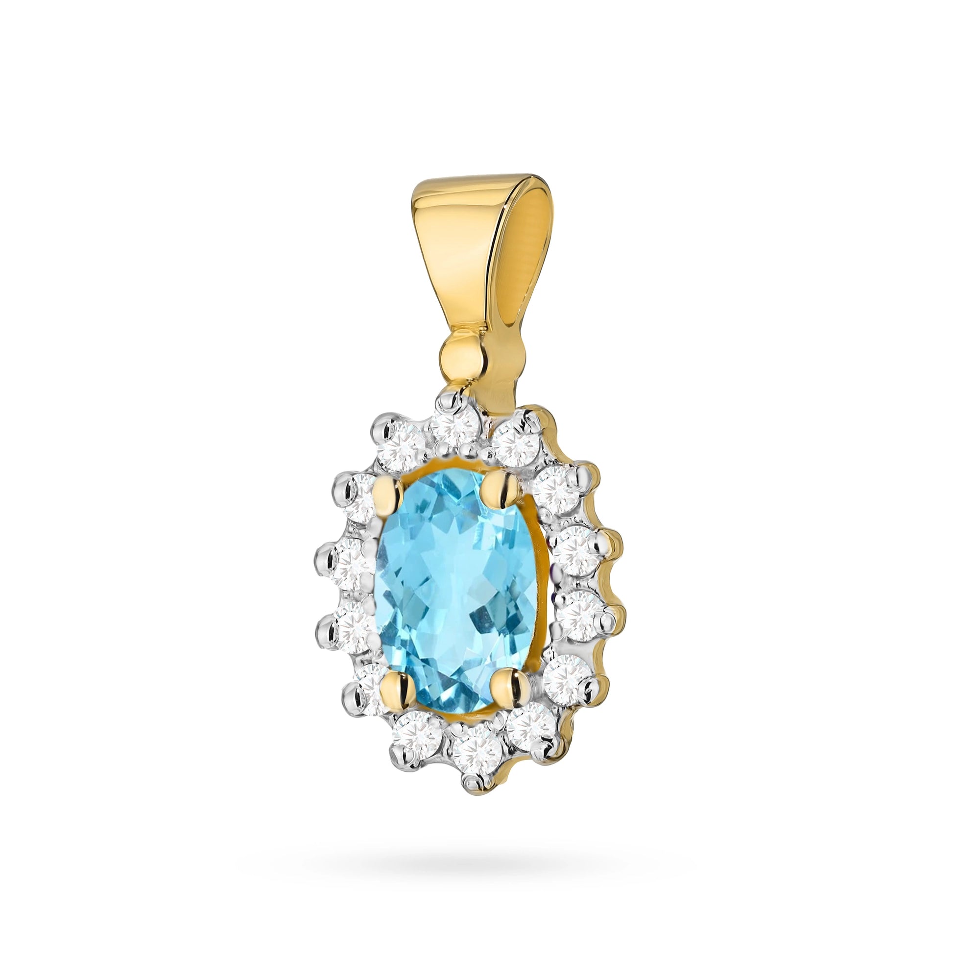 Pendente Daisy in Oro con Topazio e 14 Diamanti