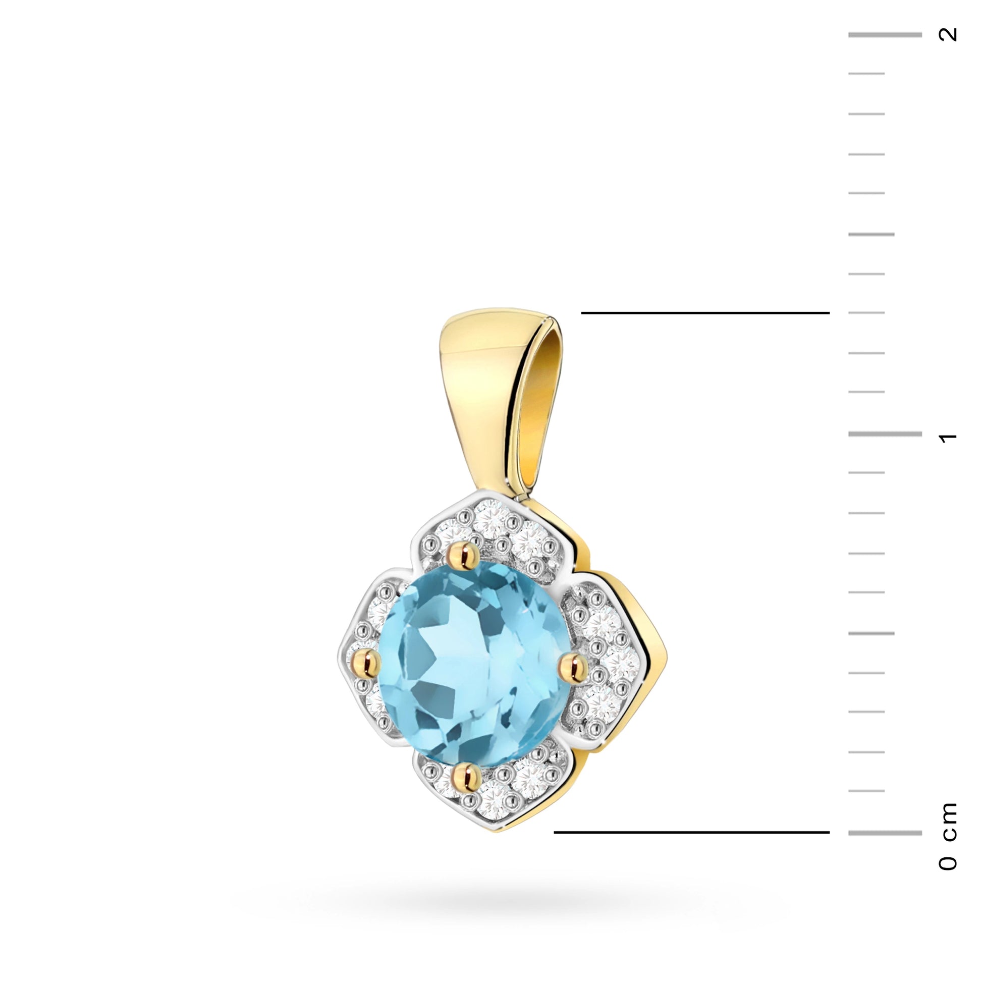 Pendente Flower in Oro con Topazio e 12 Diamanti