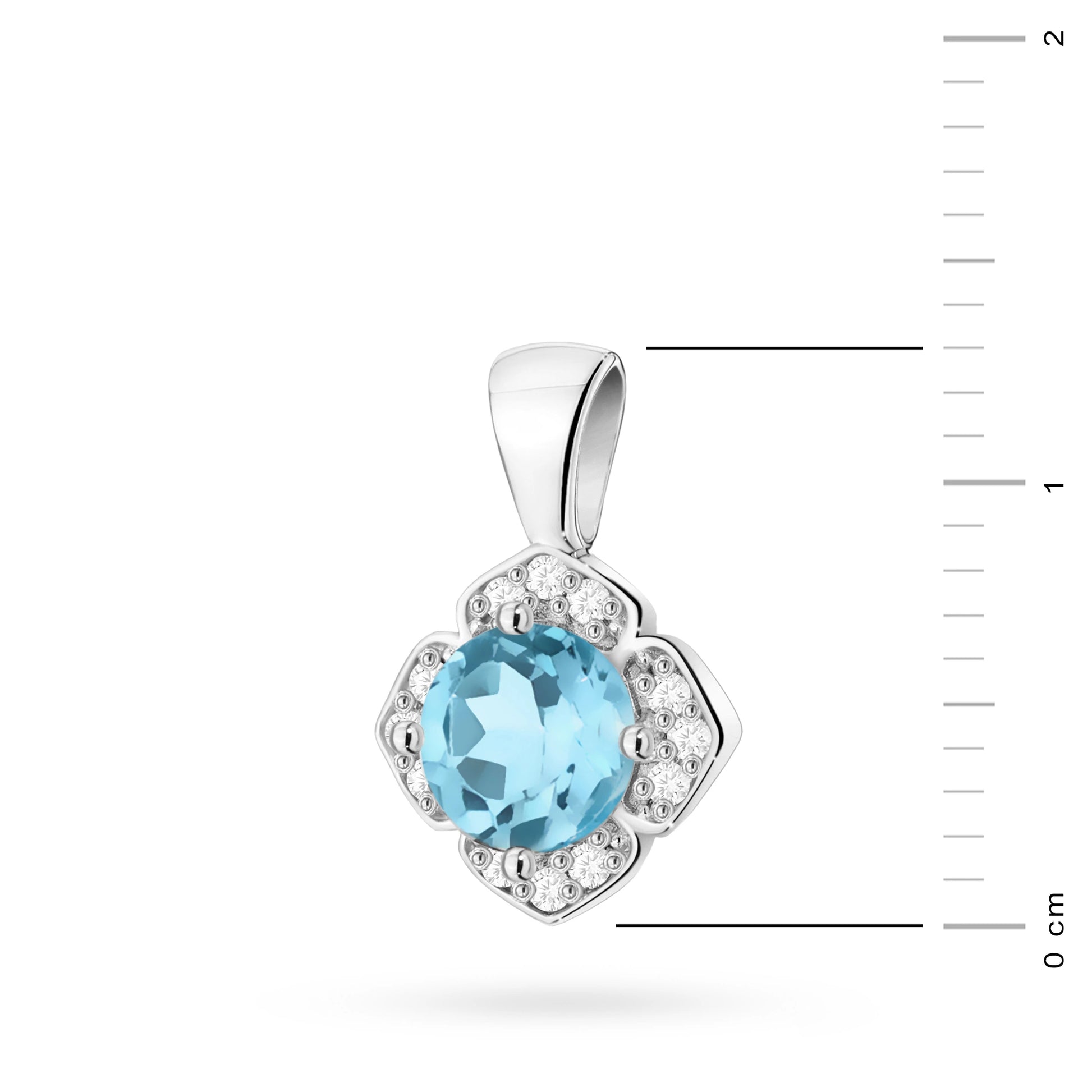 Pendente Flower in Oro con Topazio e 12 Diamanti