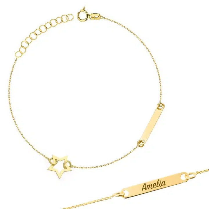 Bracciale in Oro da Donna con Stella e Piastrina