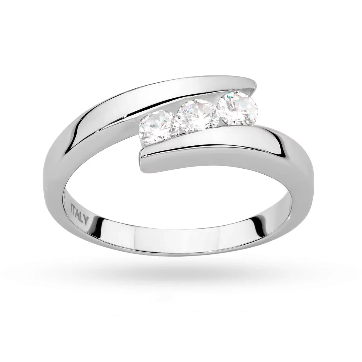 Anillo de Plata en Espiral con Tres Circonios