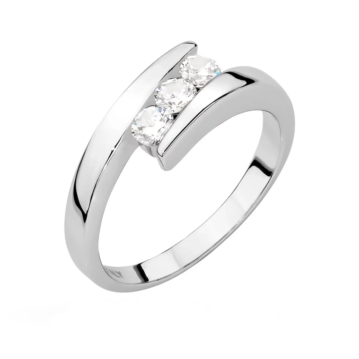 Anello in Argento Spirale con Tre Zirconi