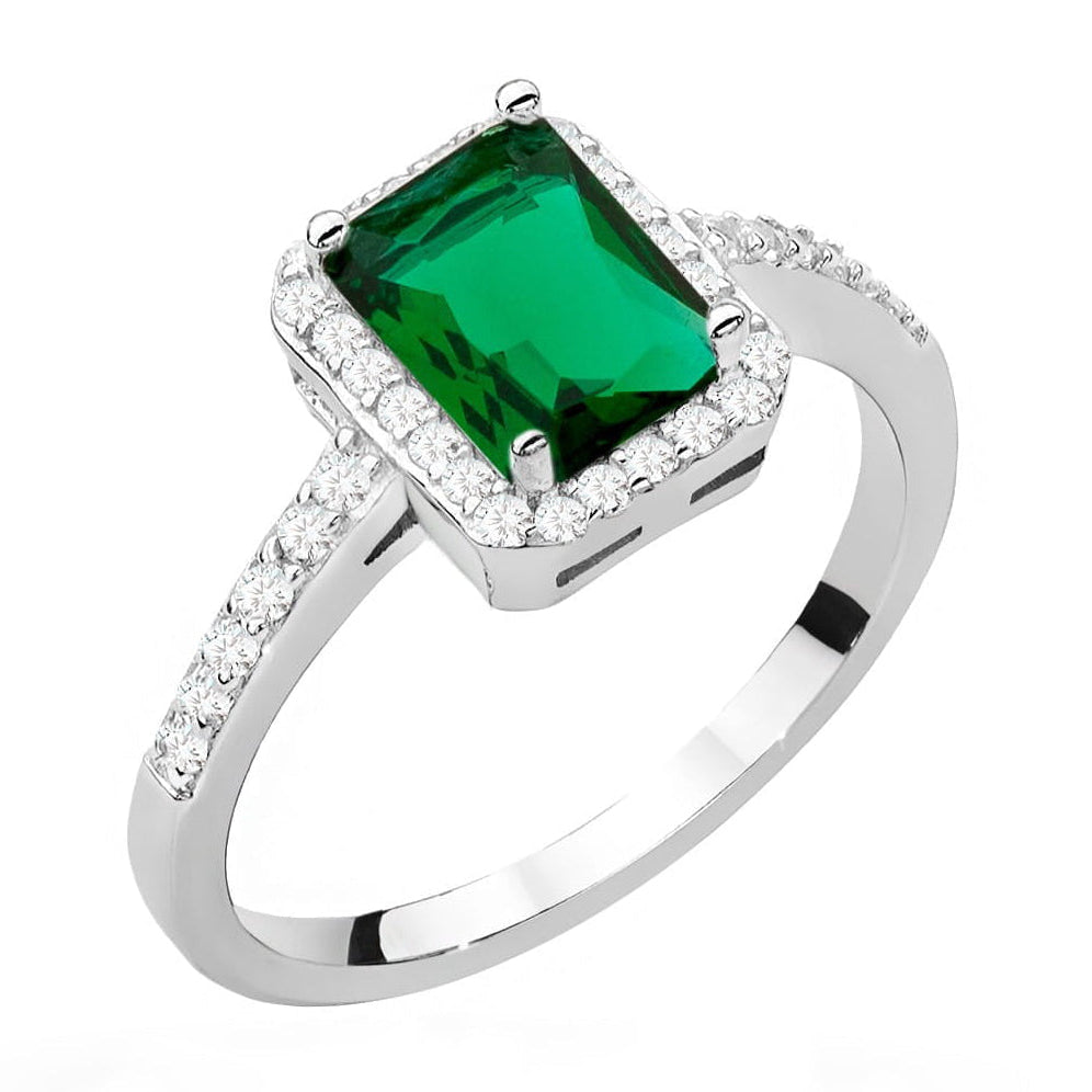 Ring mit rechteckigem Zirkon und Pavé