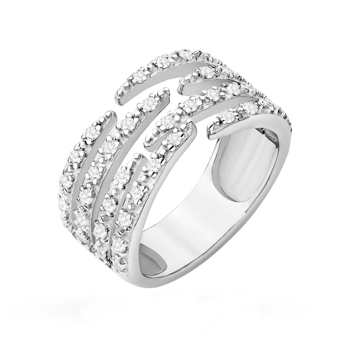 Silver Eight-Pointed Ring with Zirconia