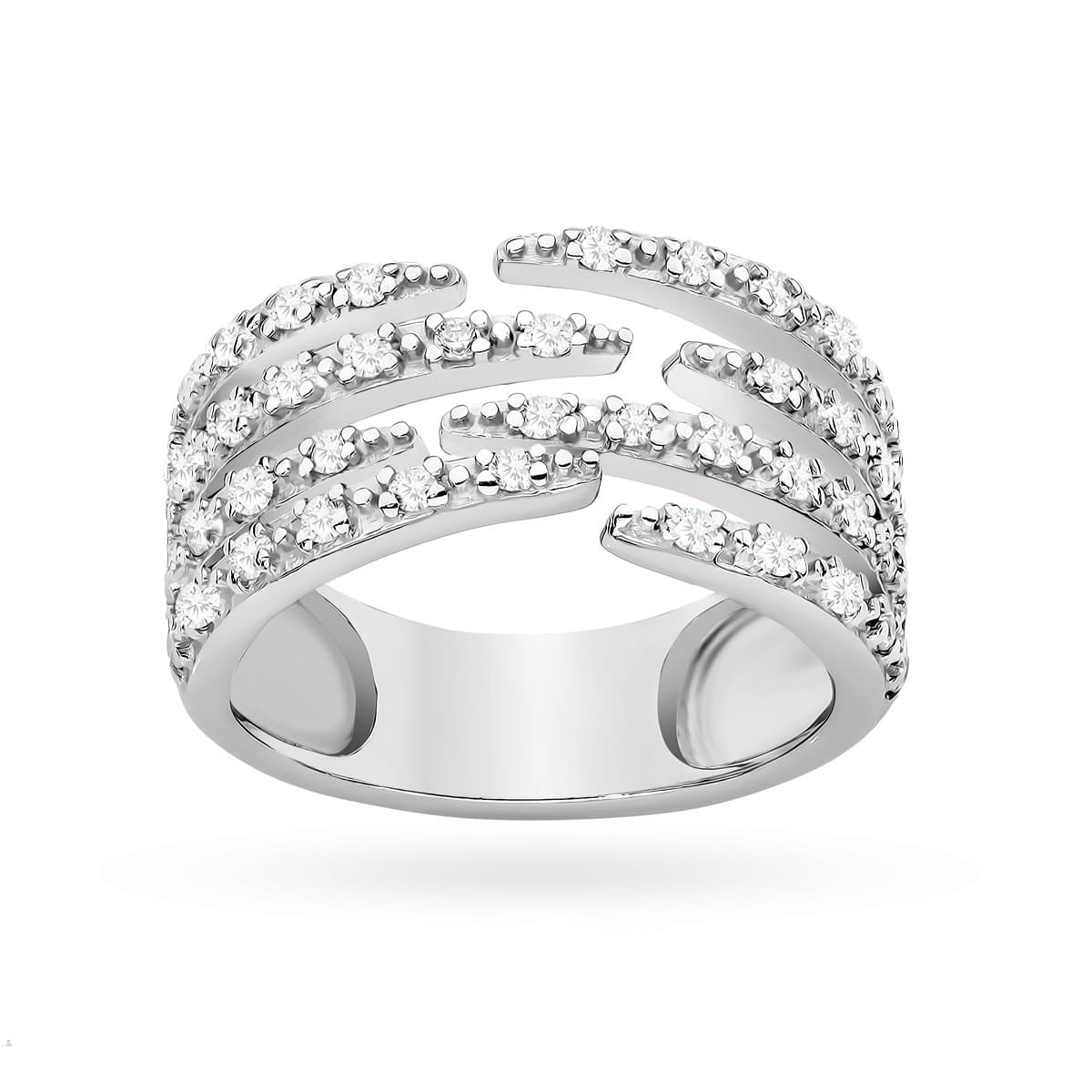 Silver Eight-Pointed Ring with Zirconia