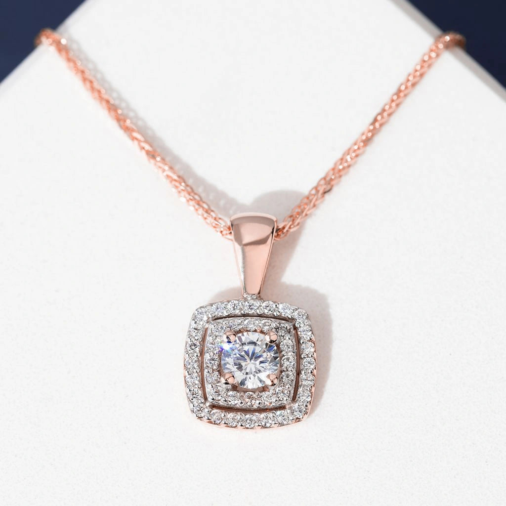 Pendentif Square en Or avec Pavé de Diamants Lab