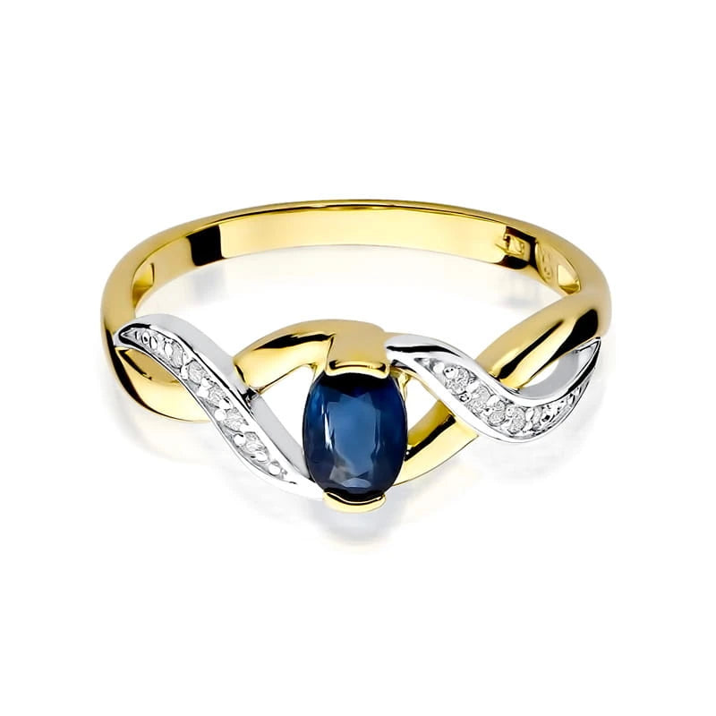 Anello Artemide in Oro con Zaffiro 0,70ct e 10 Diamanti