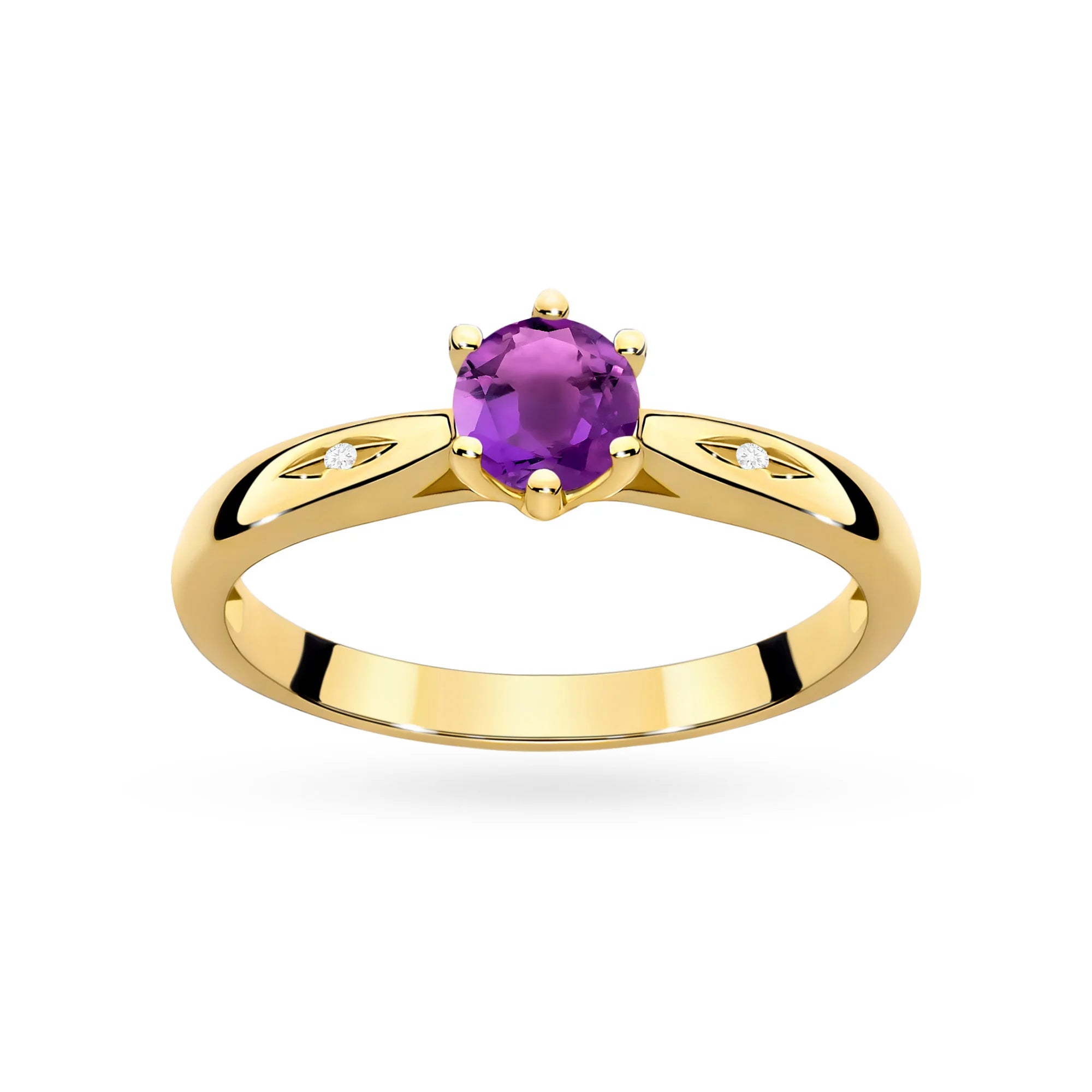Viorea Gold Ring with Amethyst and 2 Diamonds