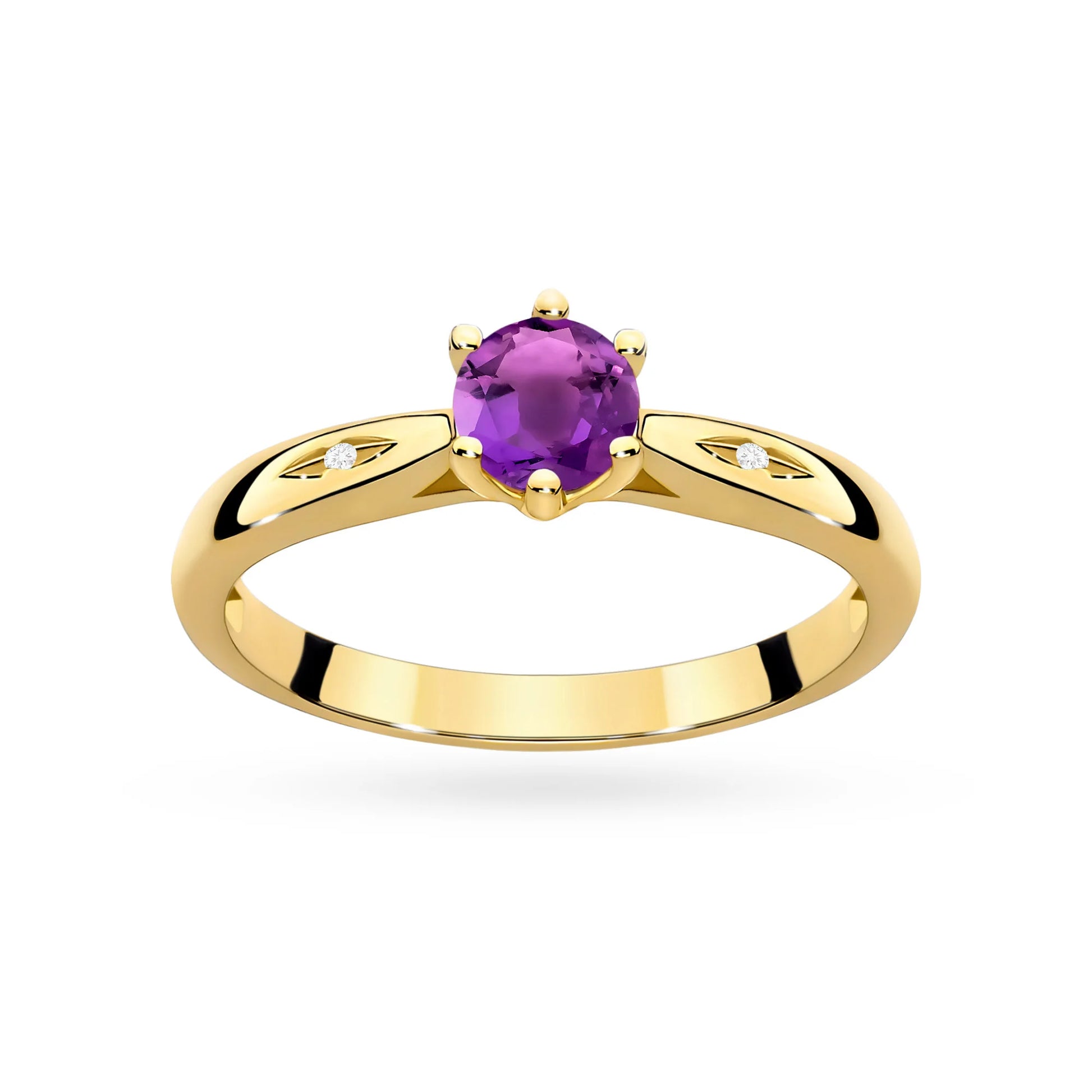 Ring Viorea aus Gold mit Amethyst und 2 Diamanten